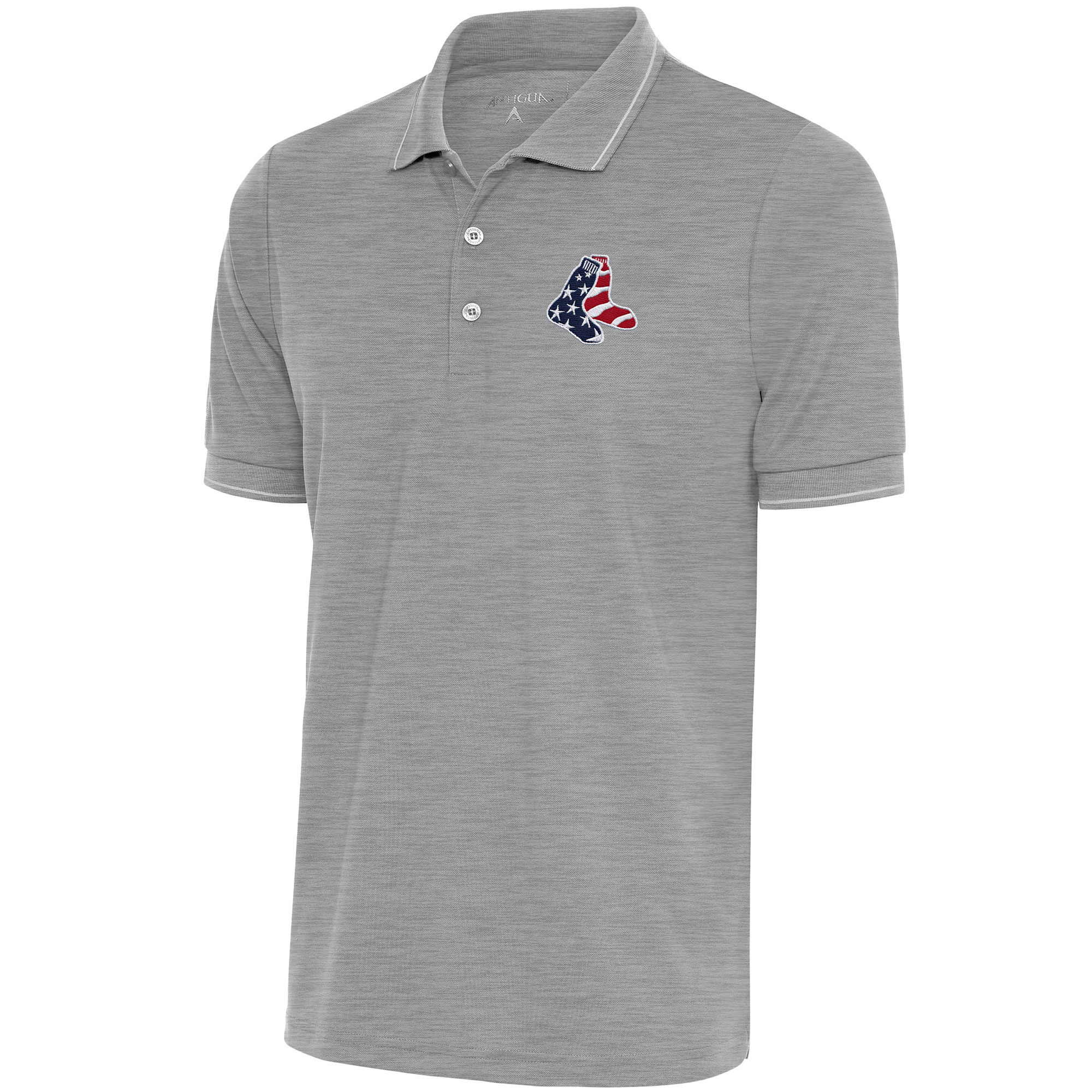 Men’s Antigua  Gray/White Boston Red Sox Patriotic Affluent Polo