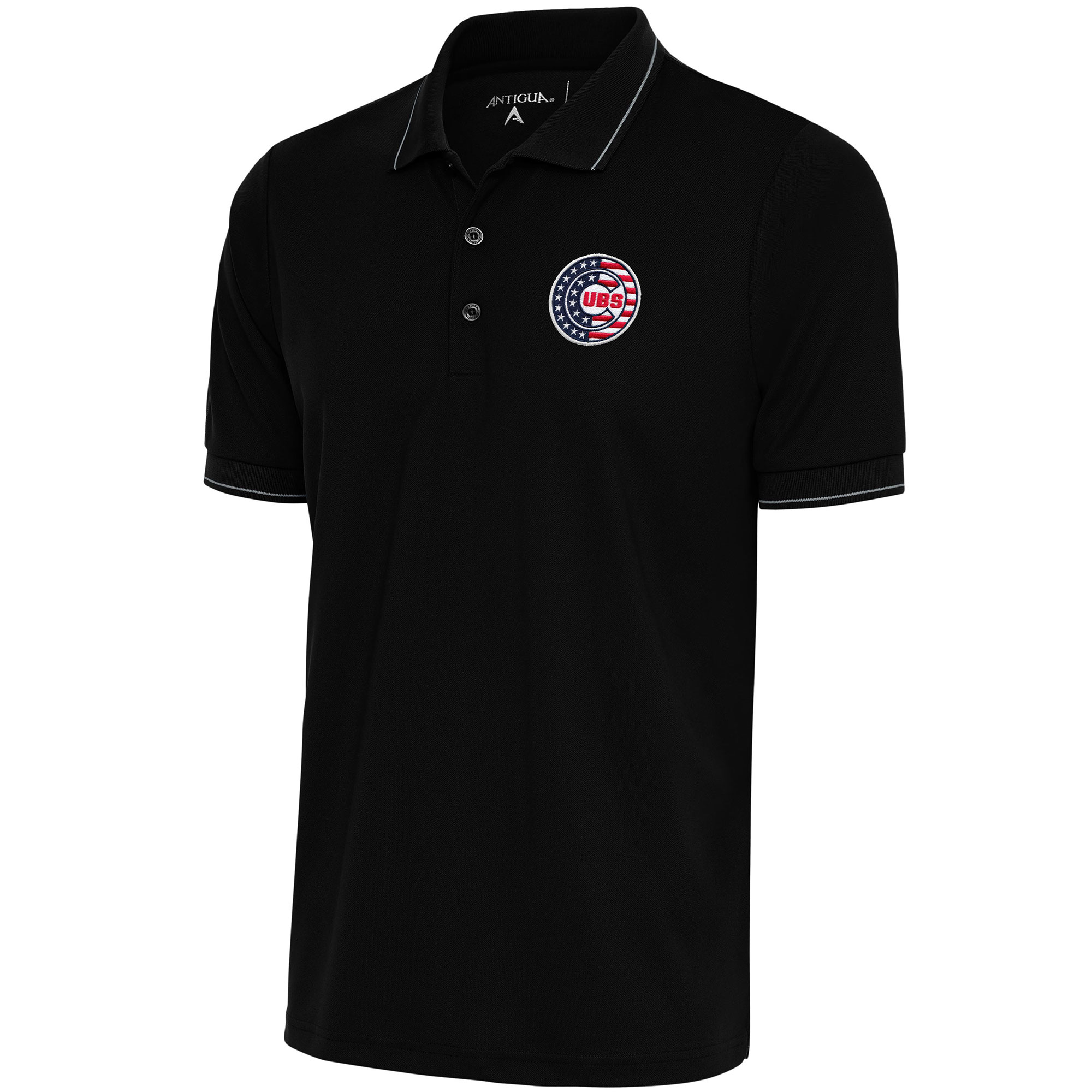 Men’s Antigua  Black/Silver Chicago Cubs Patriotic Affluent Polo