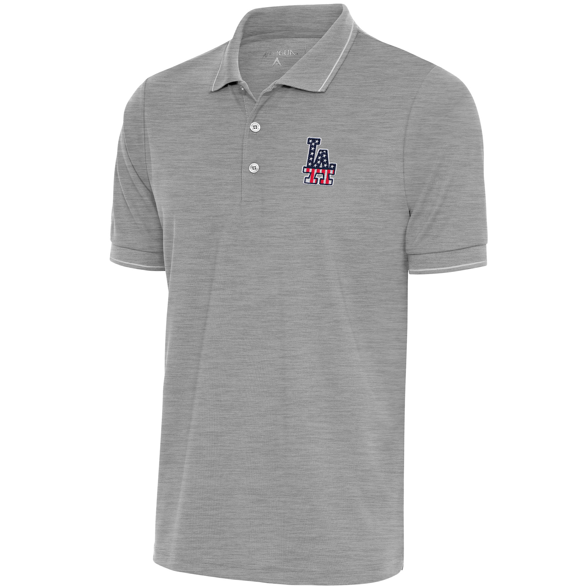 Men’s Antigua  Gray/White Los Angeles Dodgers Patriotic Affluent Polo