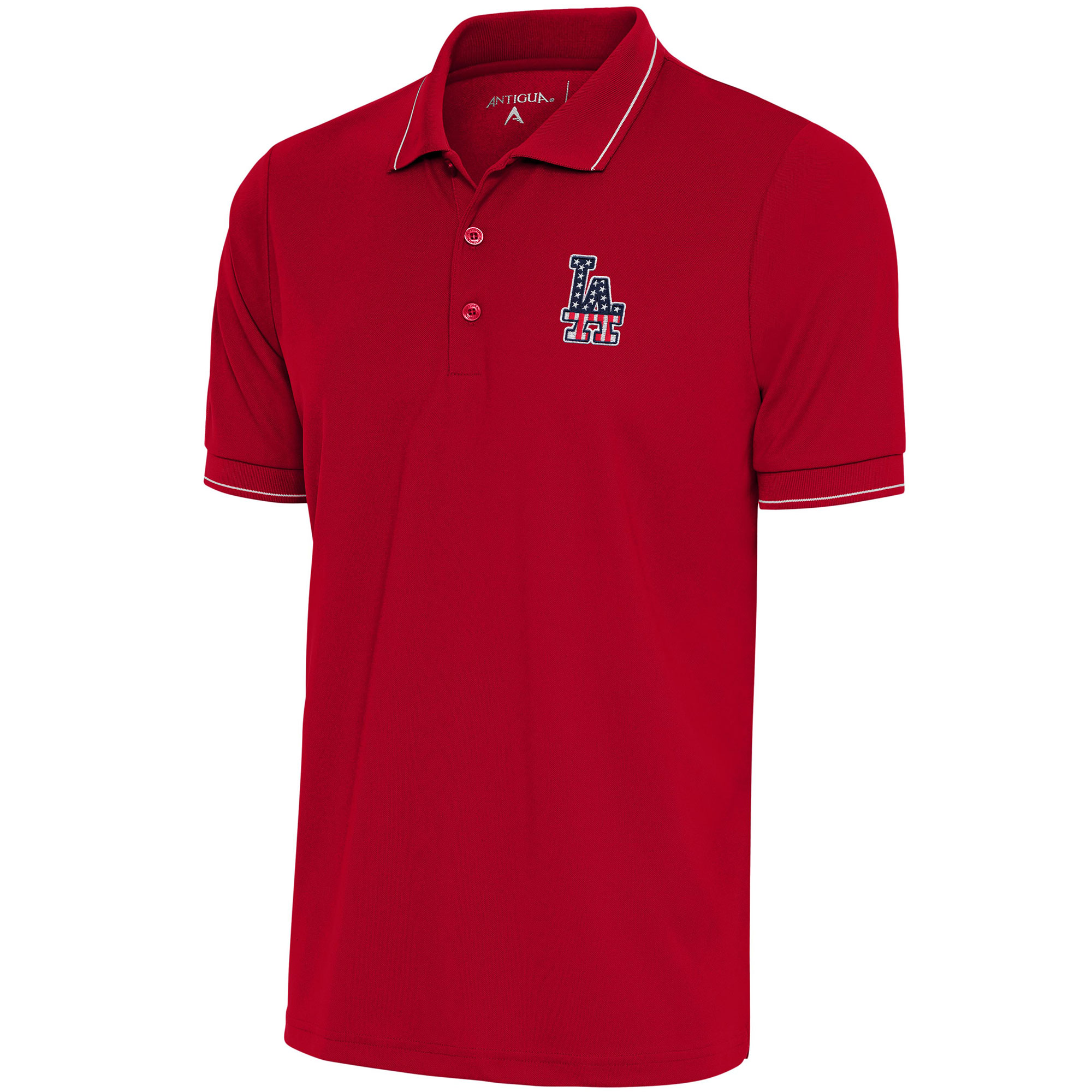 Men’s Antigua Red/White Los Angeles Dodgers Patriotic Affluent Polo