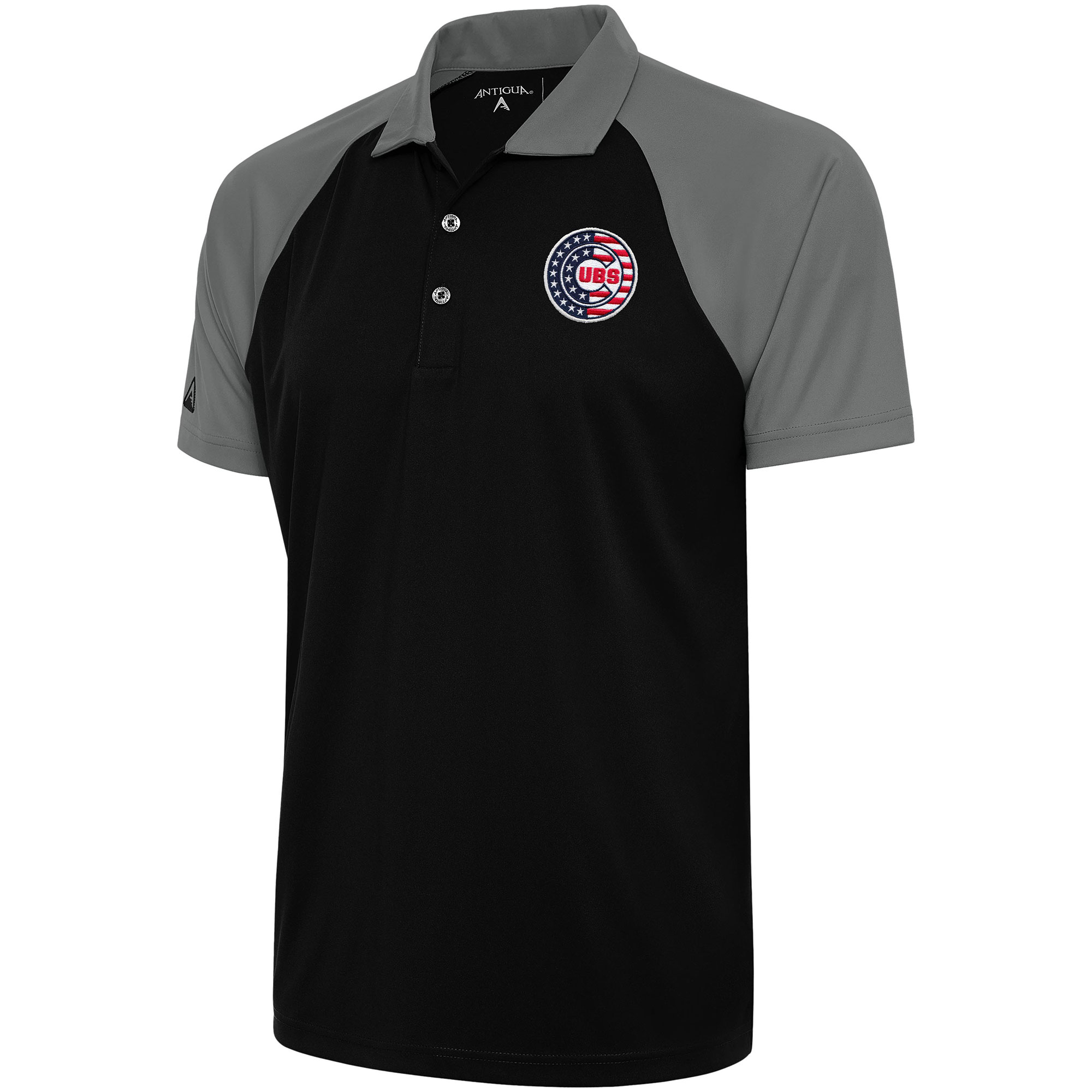 Men’s Antigua Black/Steel Chicago Cubs Patriotic Nova Polo