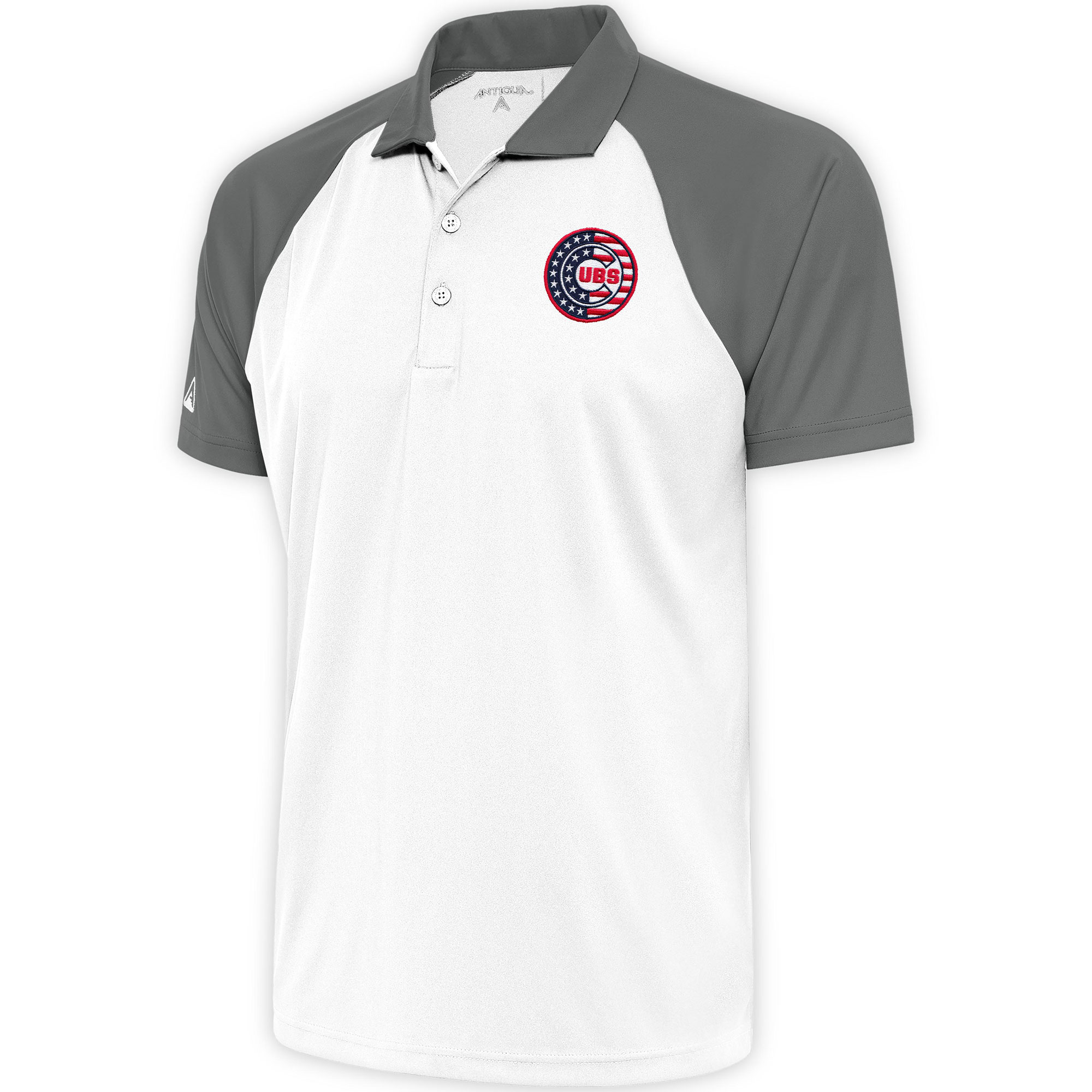 Men’s Antigua  White/Steel Chicago Cubs Patriotic Nova Polo