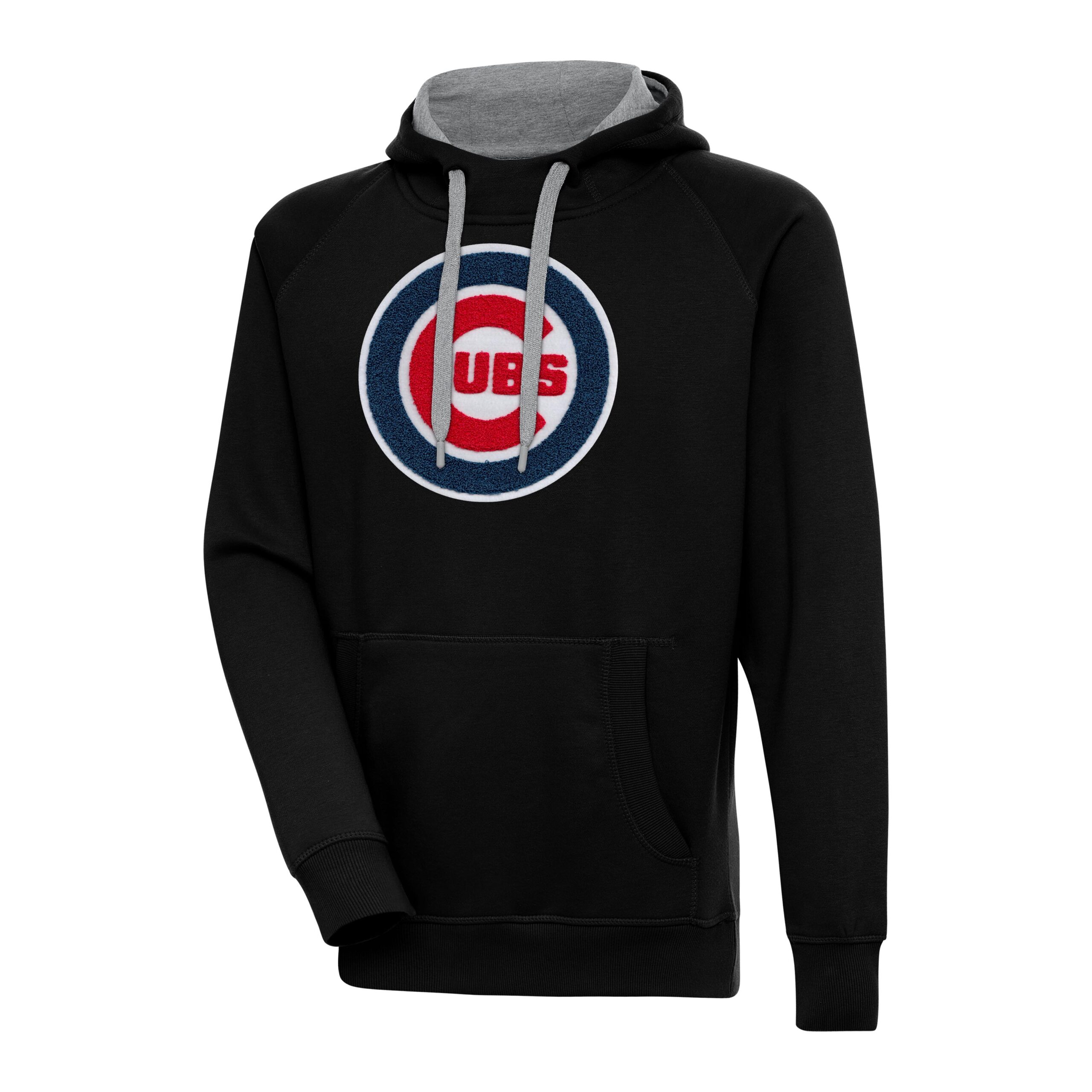 Men’s Antigua Black Chicago Cubs Victory Chenille Pullover Hoodie