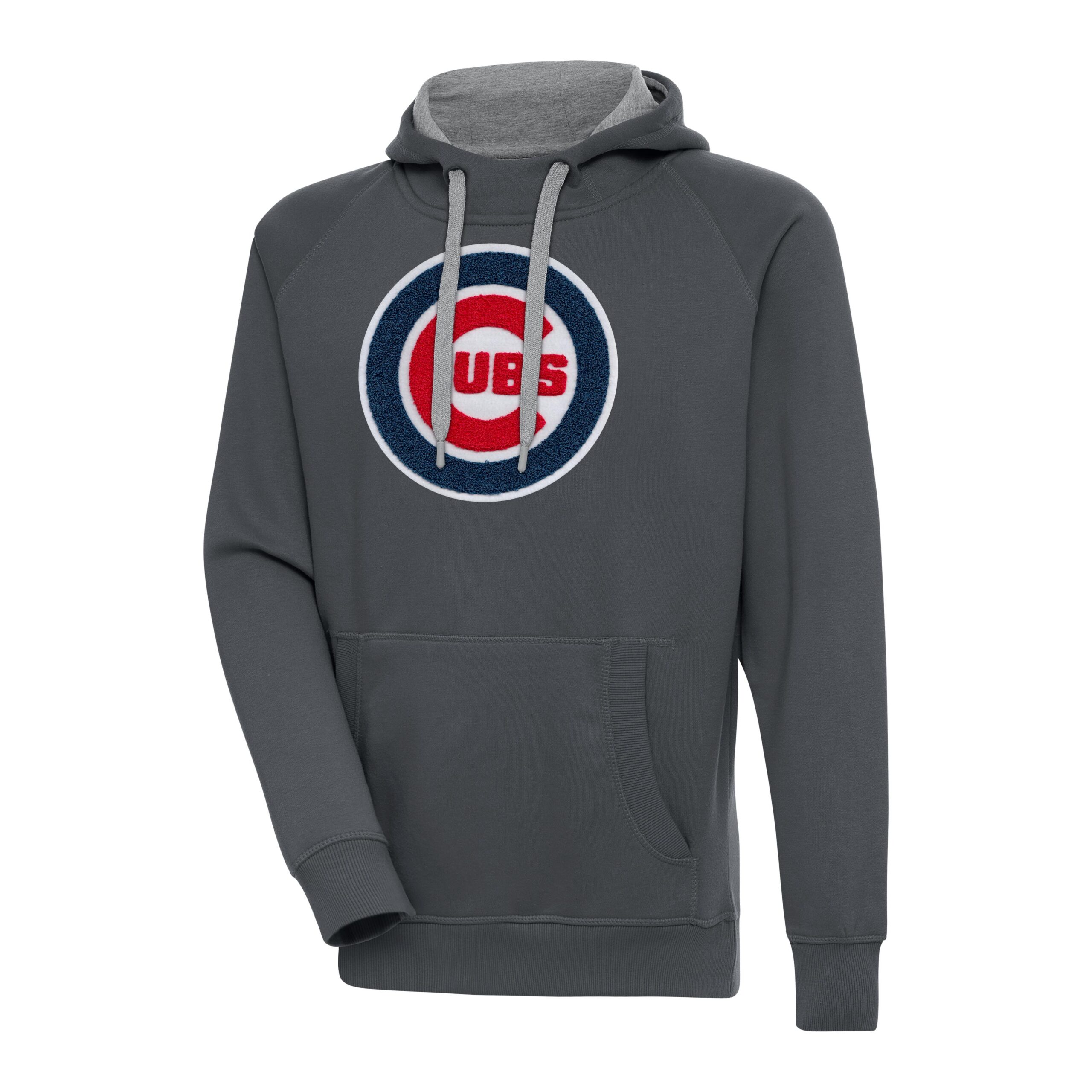 Men’s Antigua Charcoal Chicago Cubs Victory Chenille Pullover Hoodie