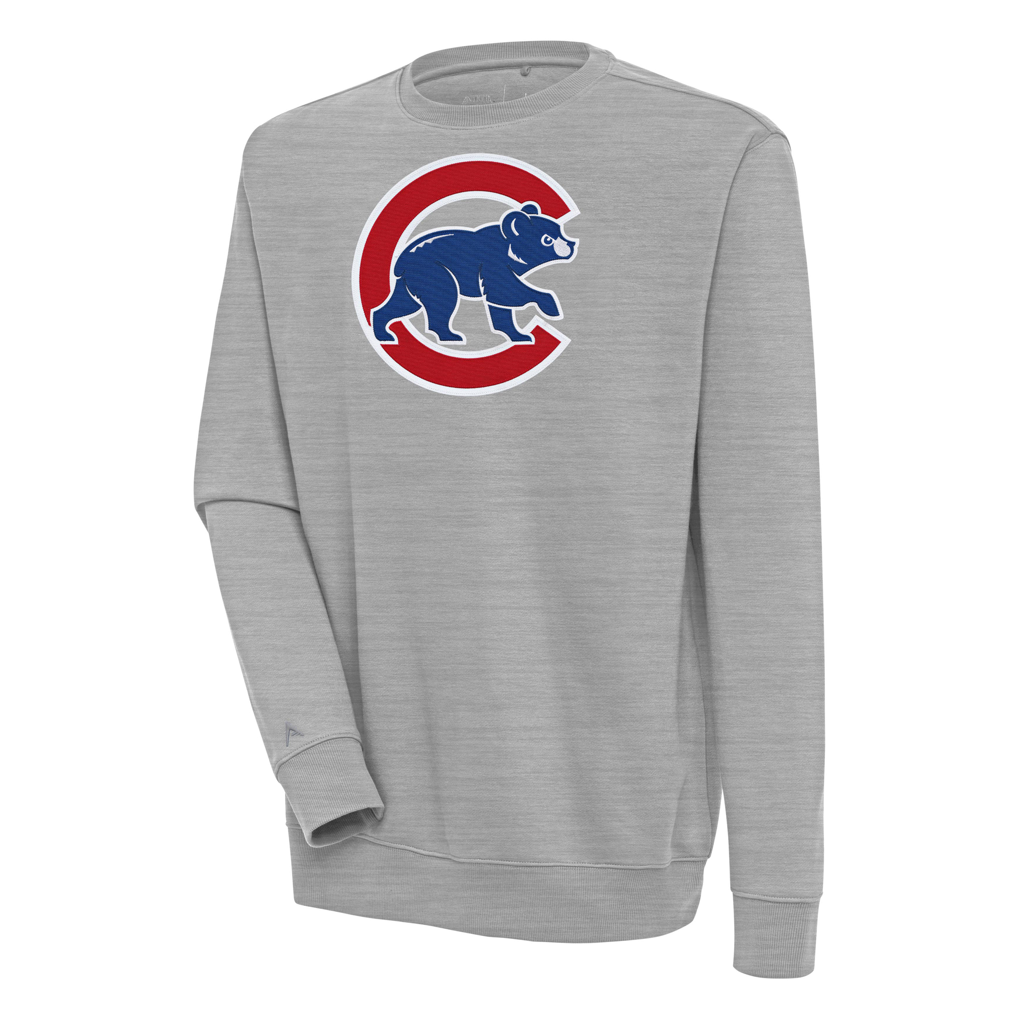 Men’s Antigua Heather Gray Chicago Cubs Victory Pullover Sweatshirt