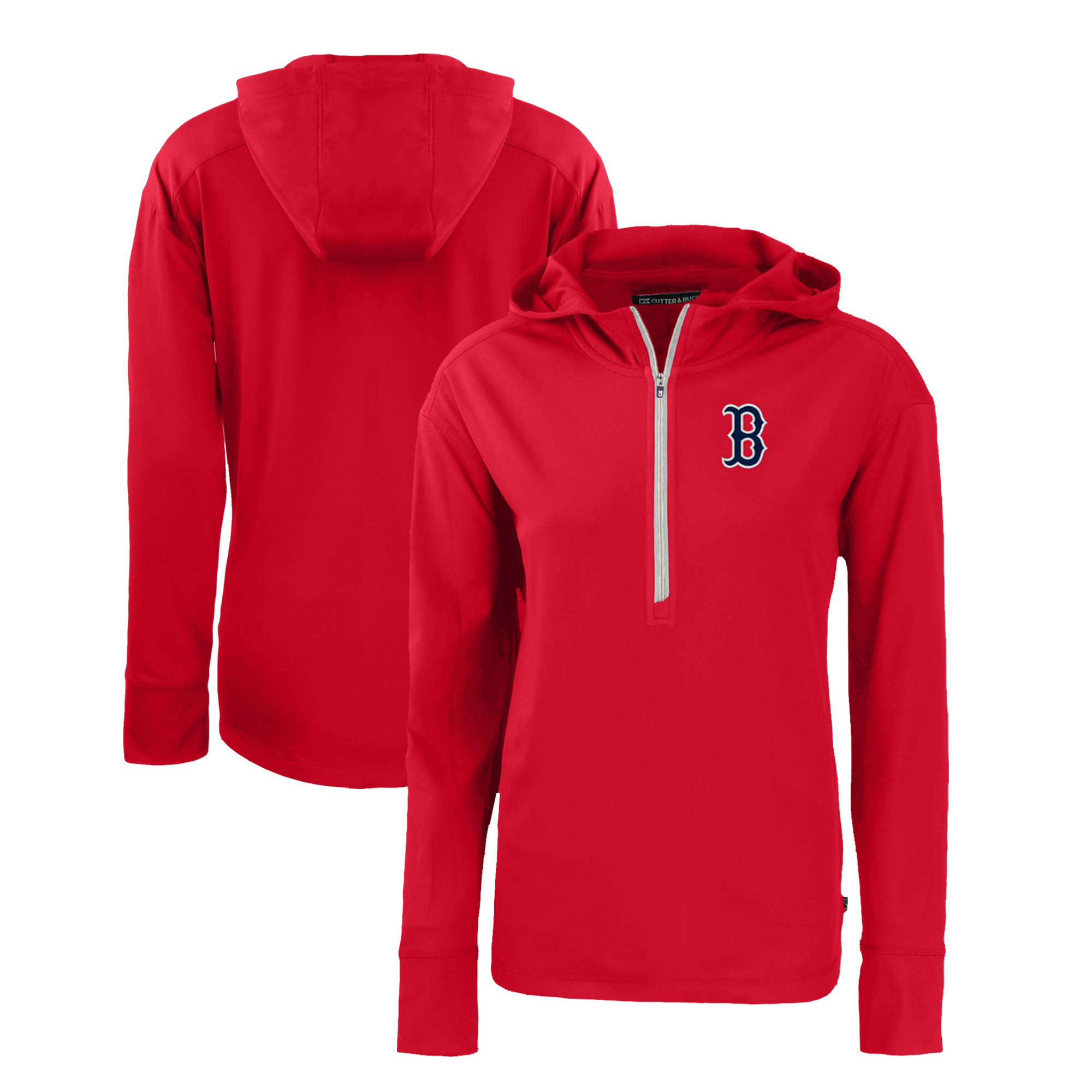 Women’s Cutter & Buck Red Boston Red Sox Daybreak Eco Recycled Half-Zip Hoodie