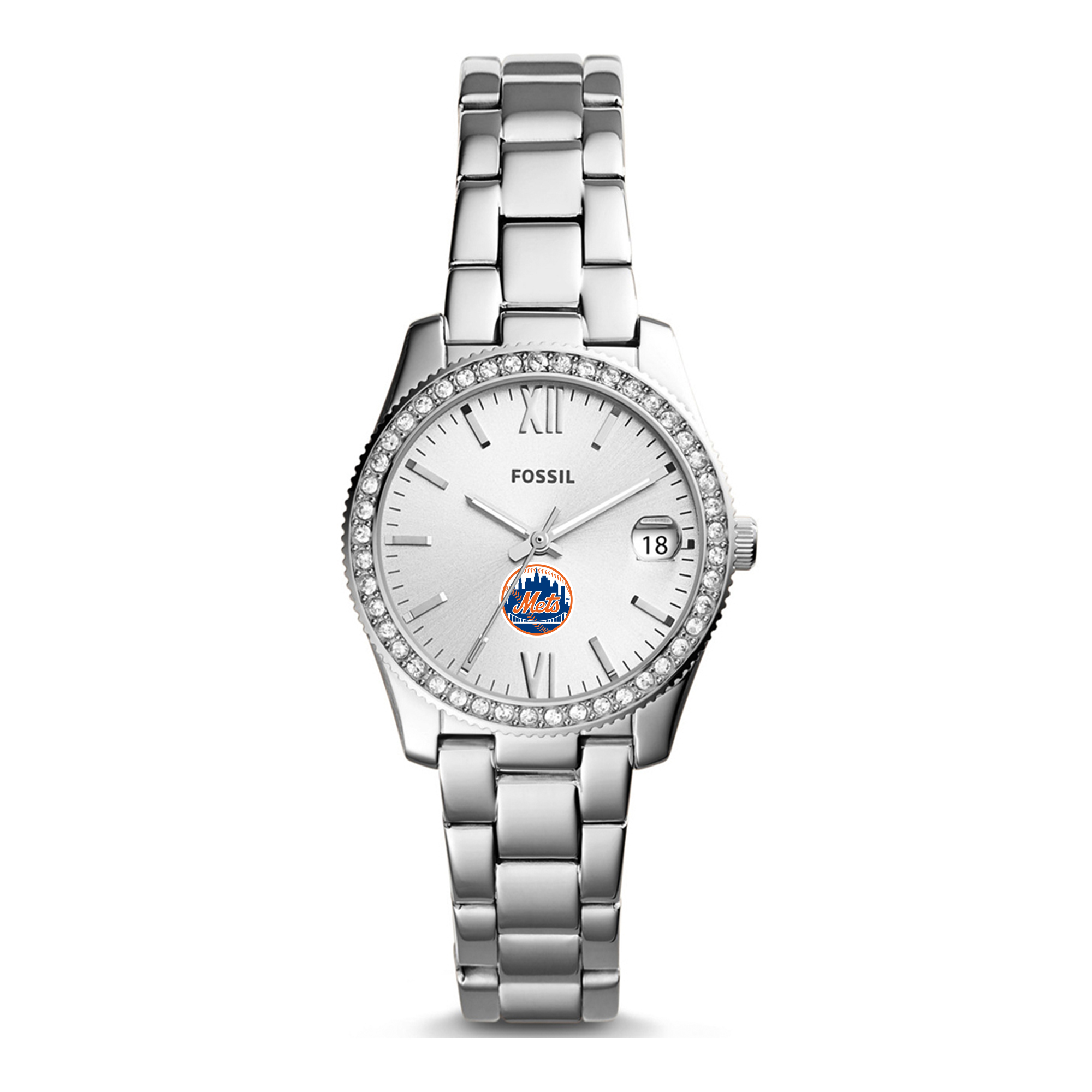 Women’s Fossil Silver New York Mets Scarlette Stainless Steel Watch