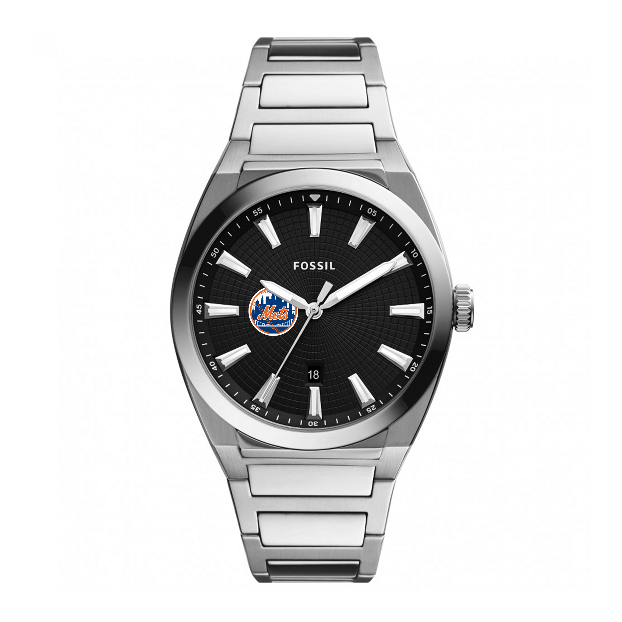 Men’s Fossil Black New York Mets Everett Stainless Steel Watch