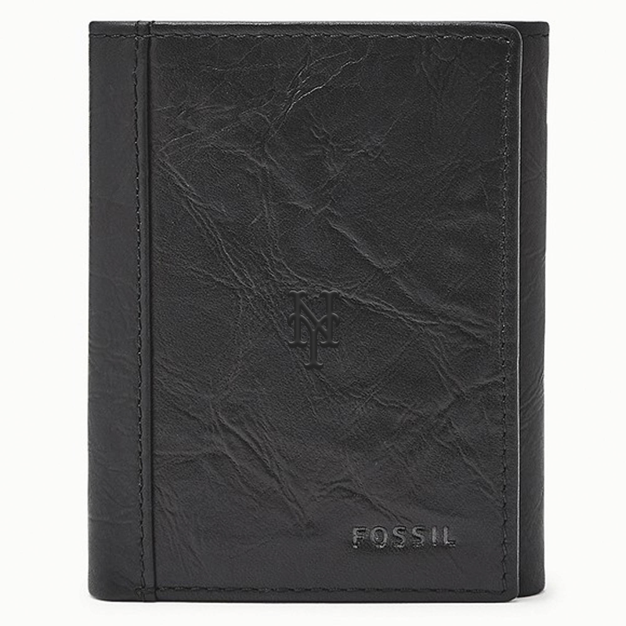 Fossil Black New York Mets Neel Extra Capacity Trifold Wallet