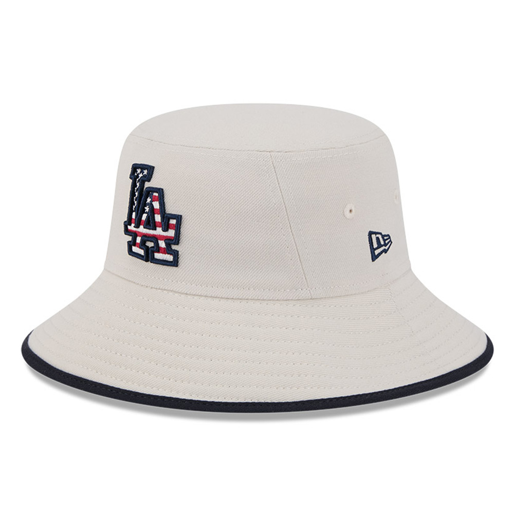 Men’s New Era  Khaki Los Angeles Dodgers 2024 Fourth of July Bucket Hat