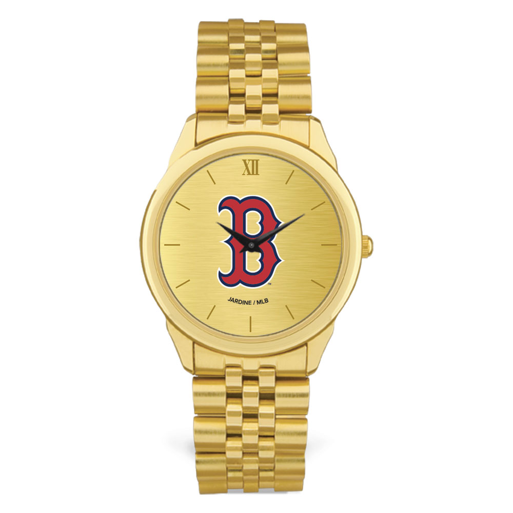 Men’s Gold Boston Red Sox Rolled Link Bracelet Wristwatch