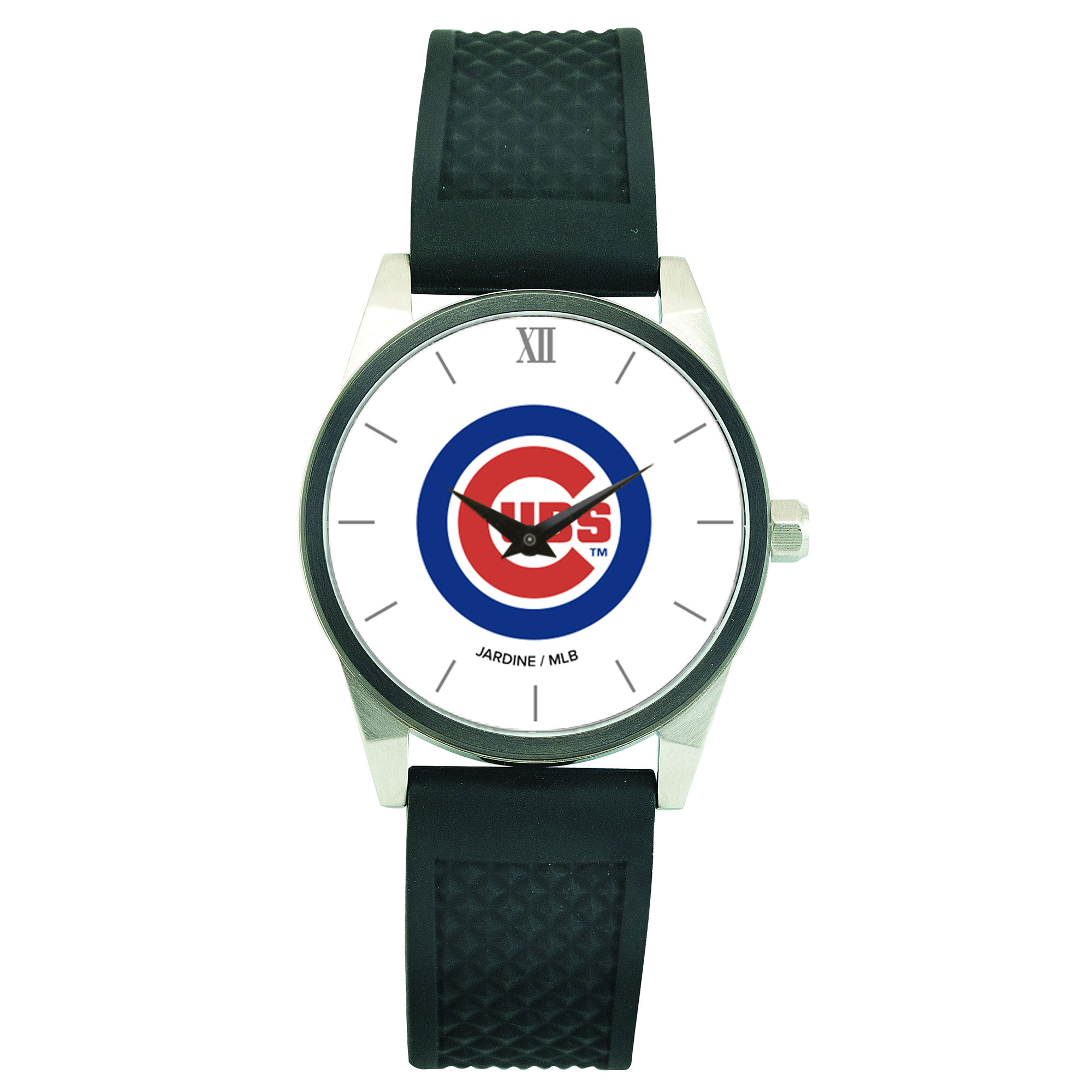 Men’s Black Chicago Cubs Silicone Strap Wristwatch