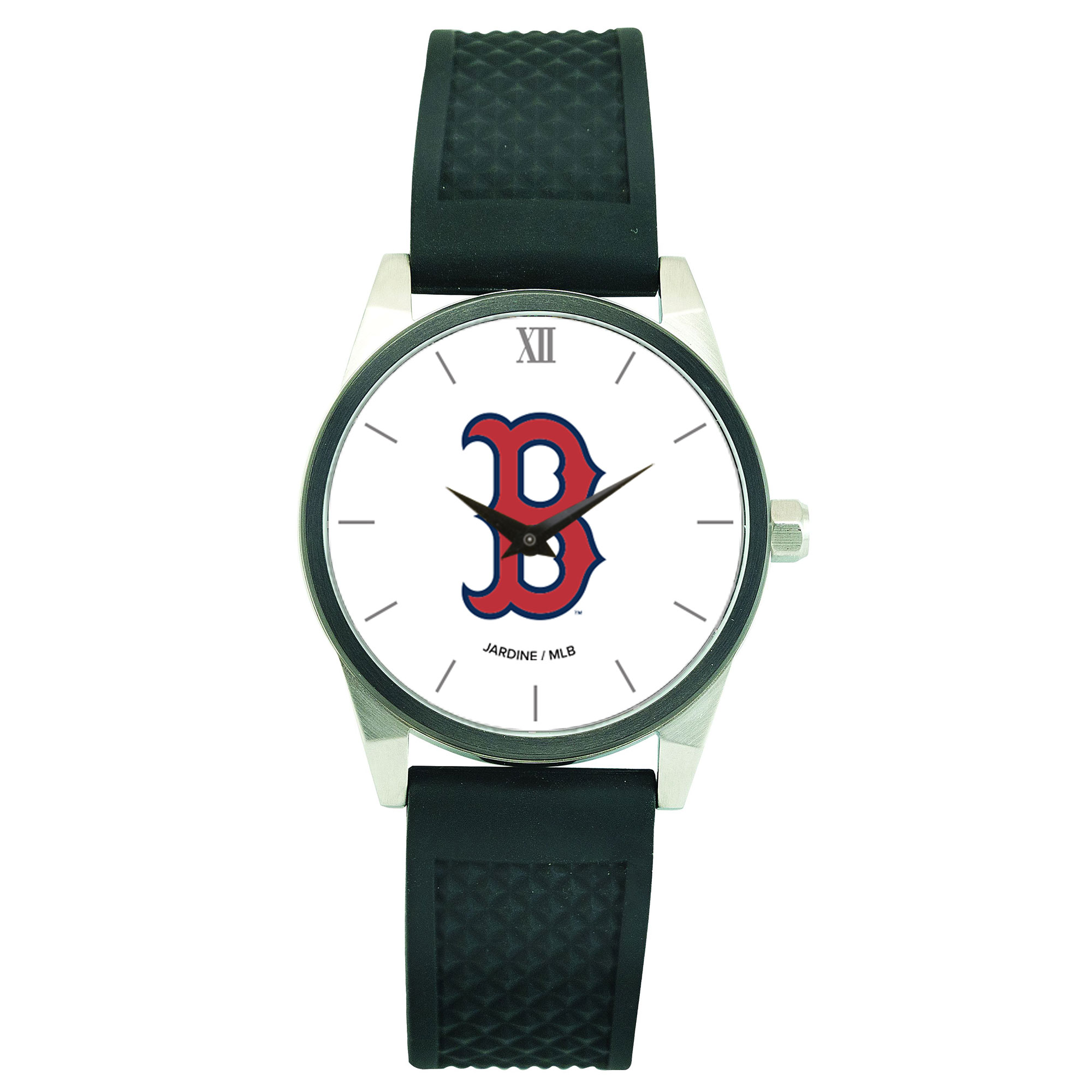 Men’s  Black Boston Red Sox Silicone Strap Wristwatch