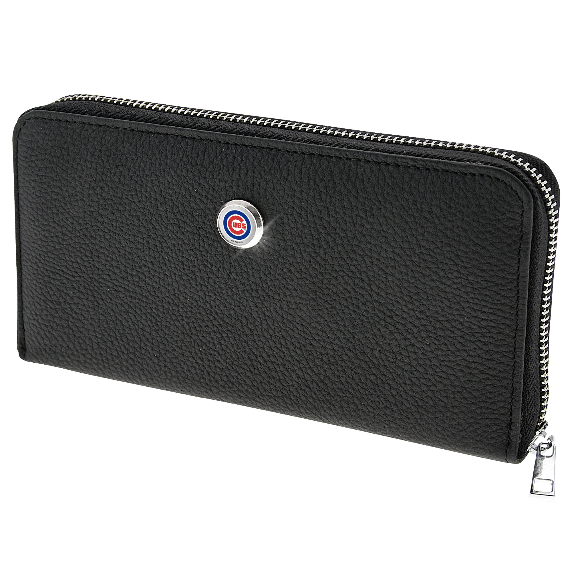 Women’s  Black Chicago Cubs Leather Zipper Wallet