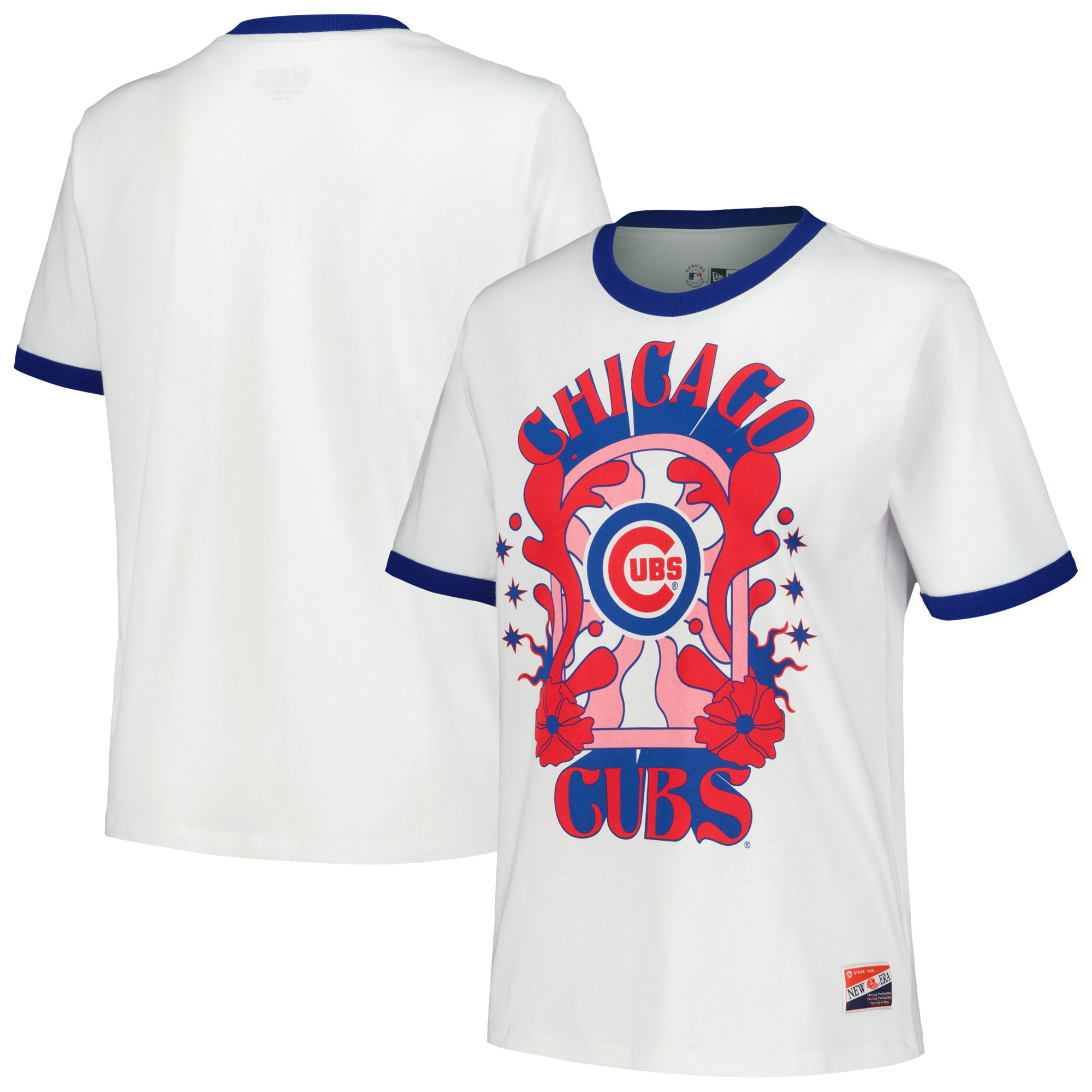 Women’s New Era White Chicago Cubs Oversized Ringer T-Shirt