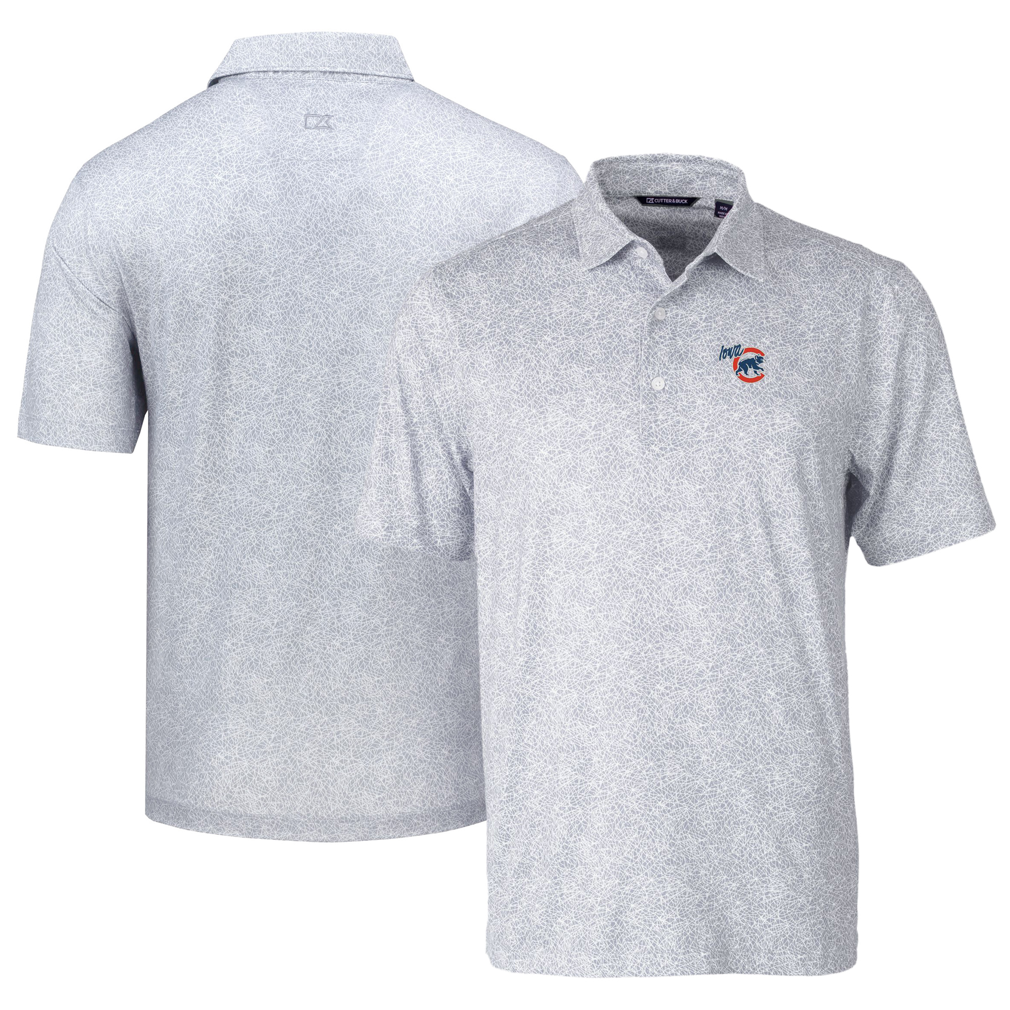 Men’s Cutter & Buck Gray Iowa Cubs DryTec Pike Constellation Print Stretch Polo