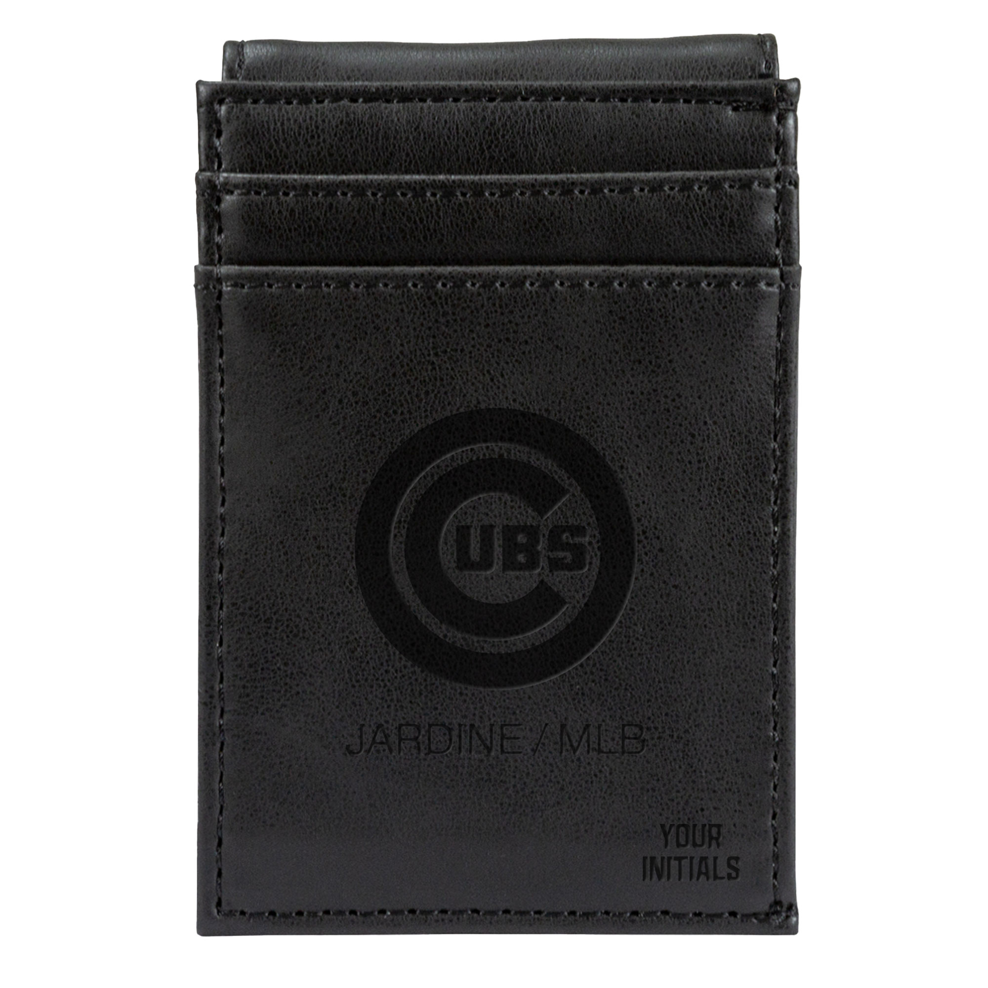 Black Chicago Cubs Personalized Front Pocket Wallet