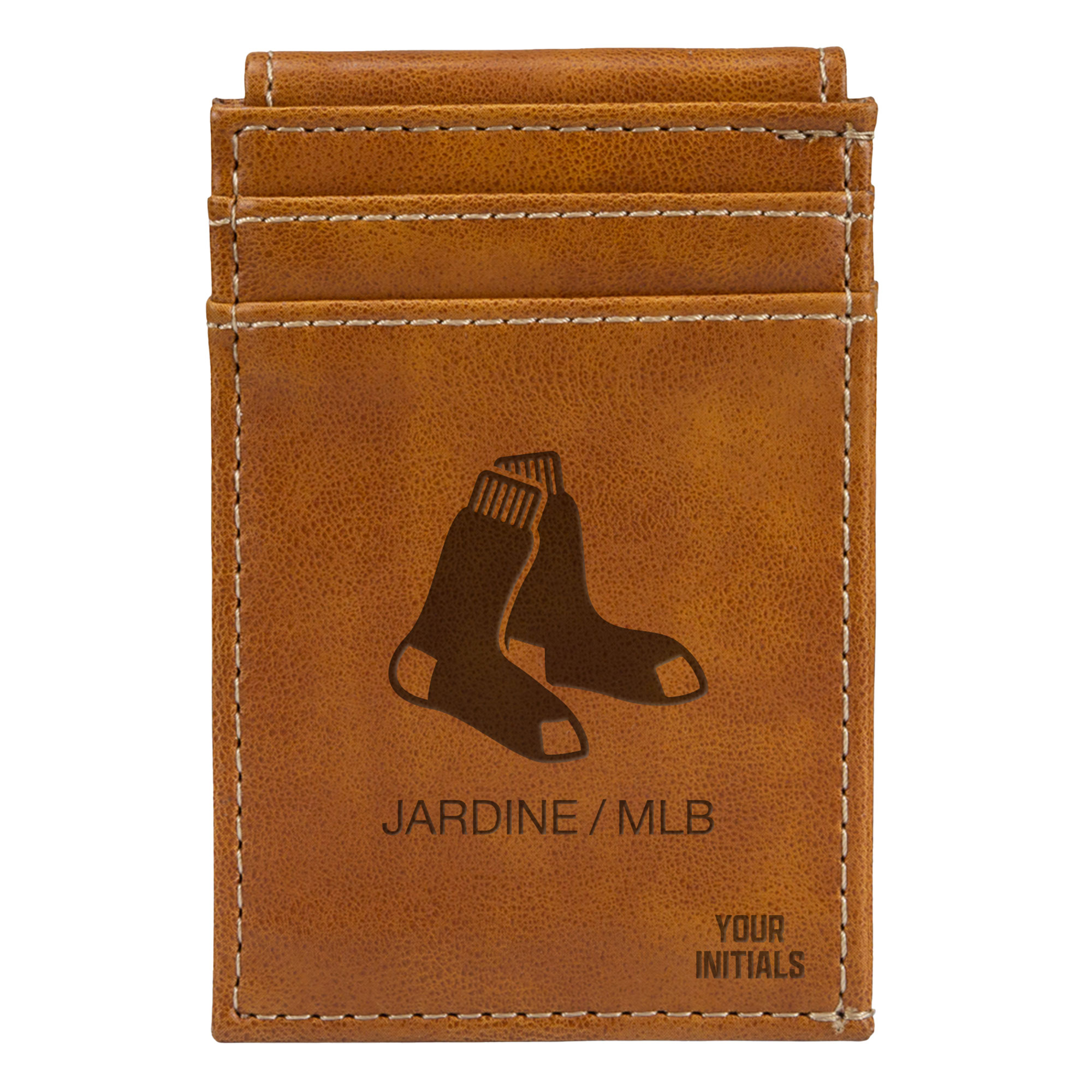 Brown Boston Red Sox Personalized Front Pocket Wallet