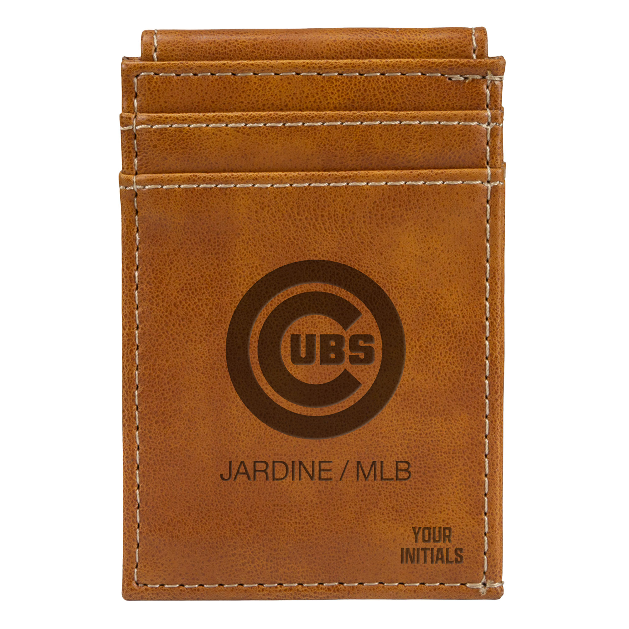 Brown Chicago Cubs Personalized Front Pocket Wallet