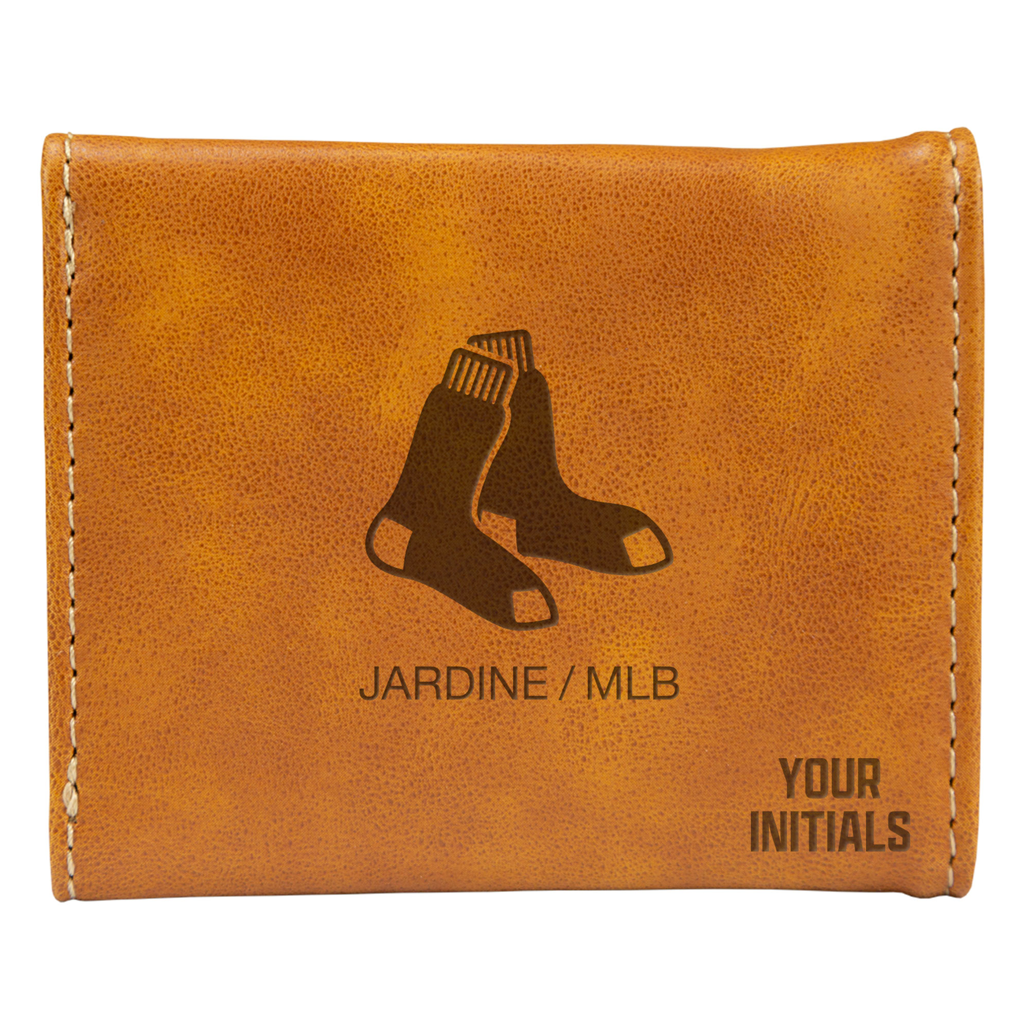 Brown Boston Red Sox Personalized Trifold Wallet