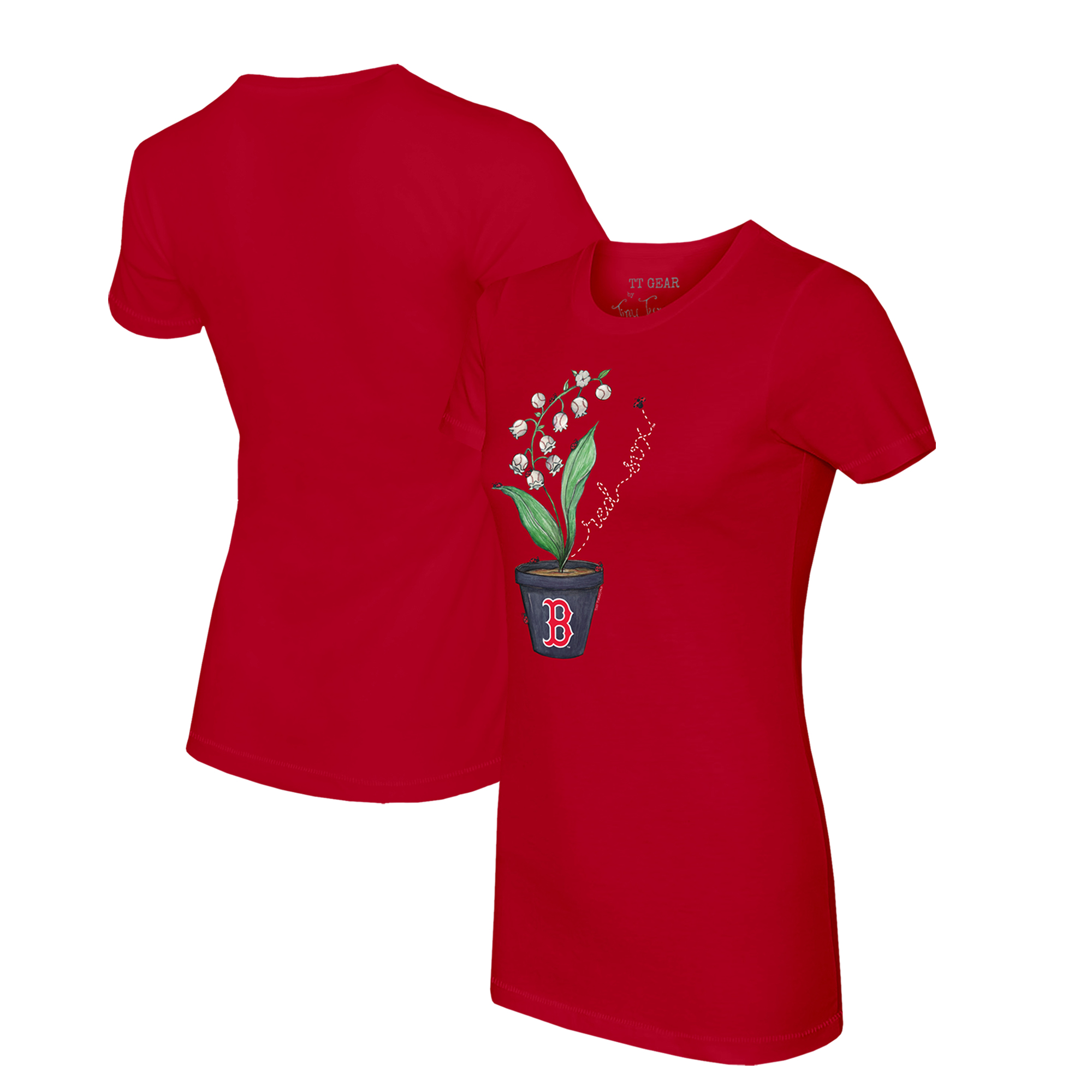 Women’s Tiny Turnip Red Boston Red Sox Lilies & Ladybugs T-Shirt
