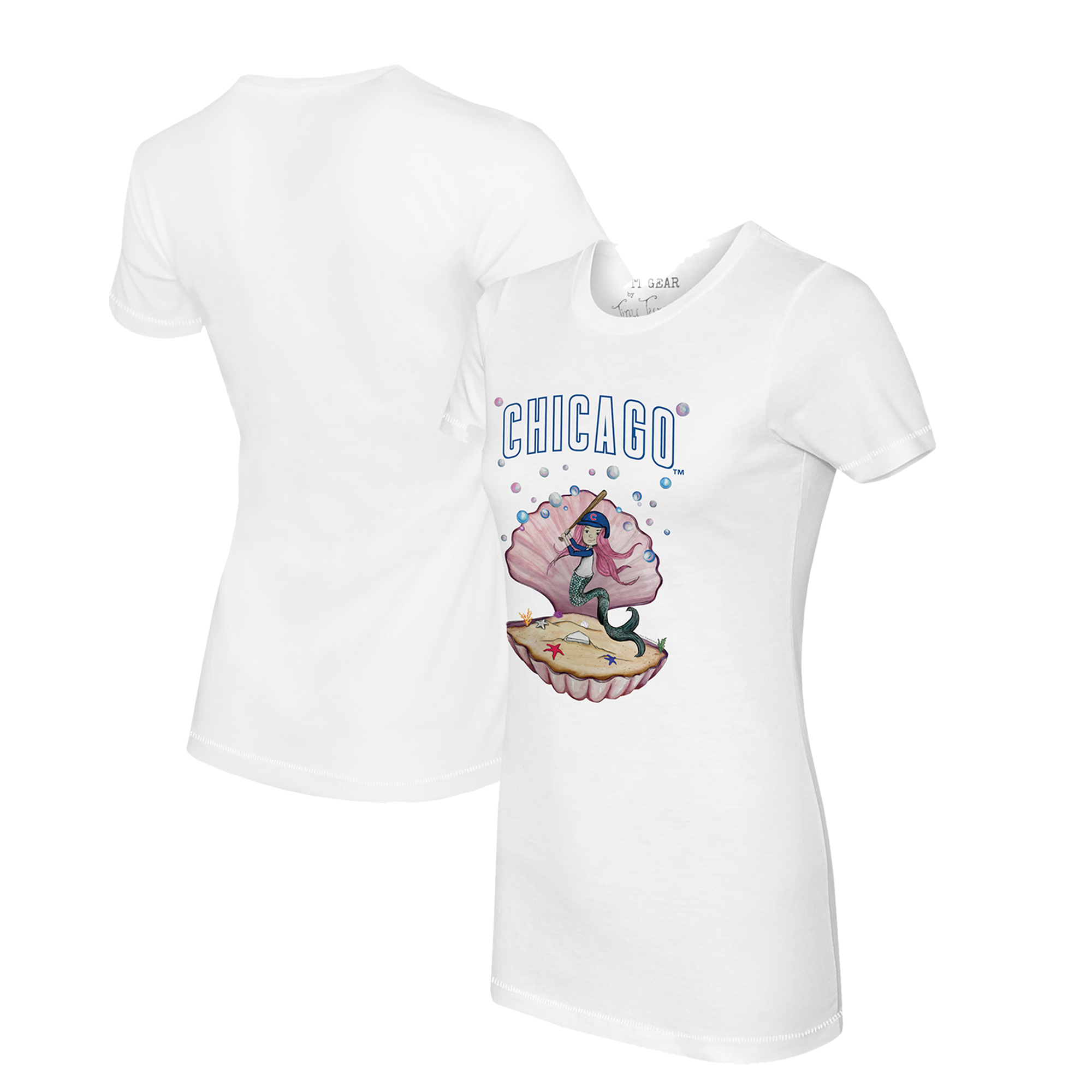 Women’s Tiny Turnip White Chicago Cubs Mermaid T-Shirt