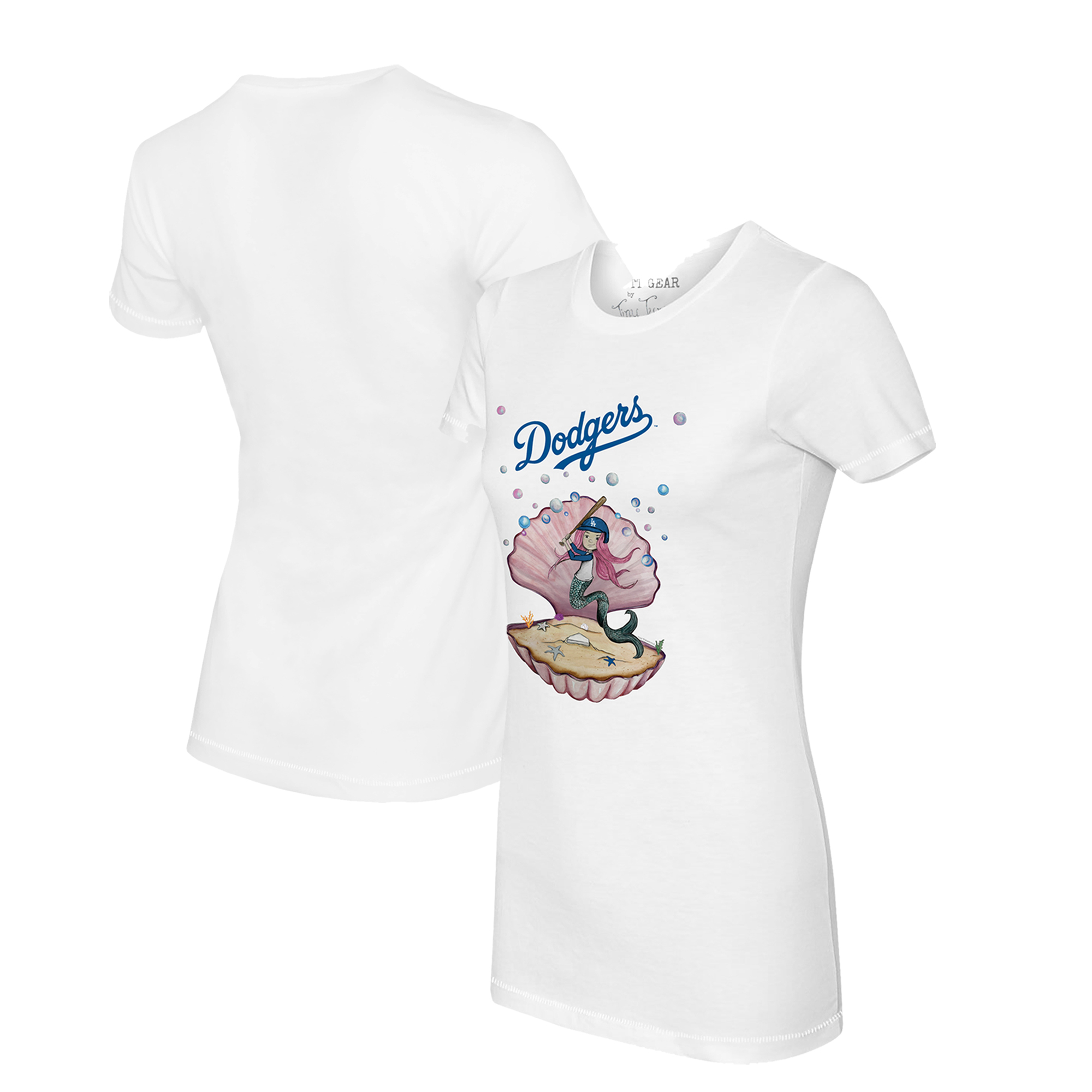 Women’s Tiny Turnip White Los Angeles Dodgers Mermaid T-Shirt