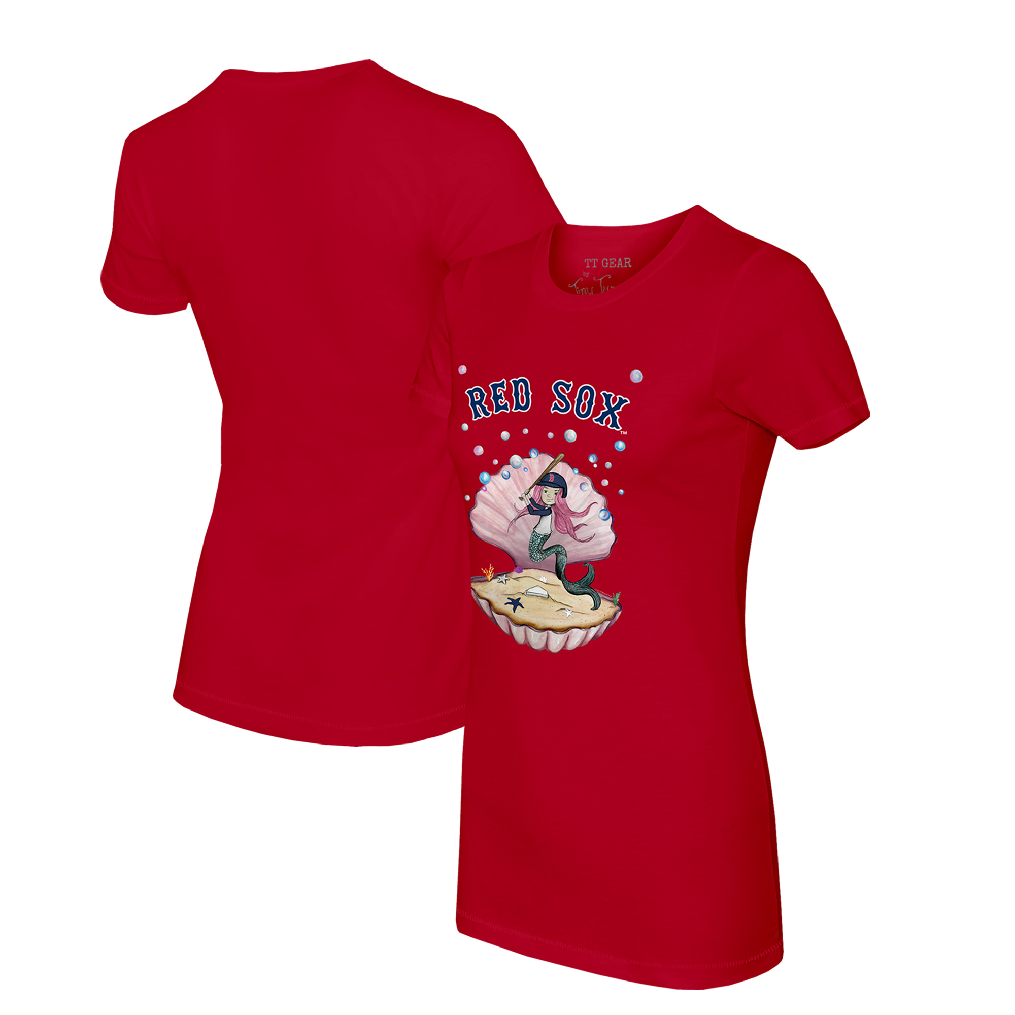 Women’s Tiny Turnip Red Boston Red Sox Mermaid T-Shirt