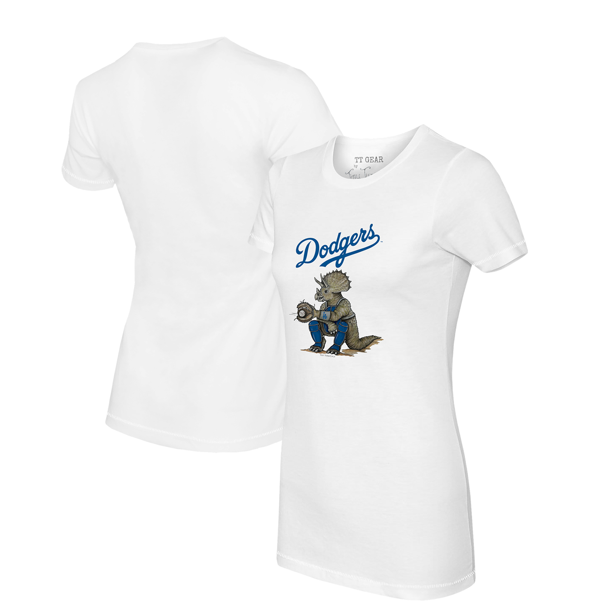 Women’s Tiny Turnip White Los Angeles Dodgers Triceratops T-Shirt