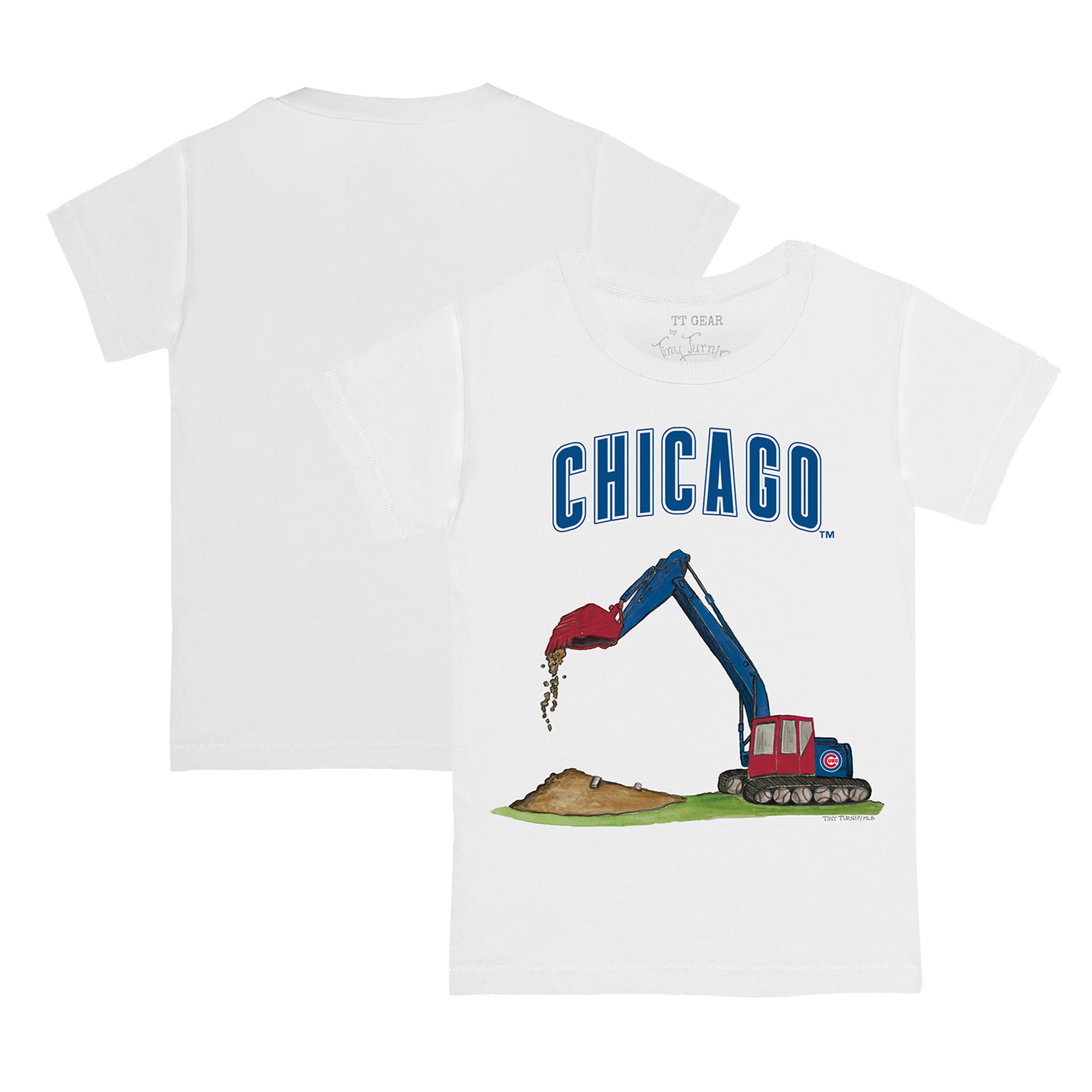 Youth Tiny Turnip White Chicago Cubs Excavator T-Shirt