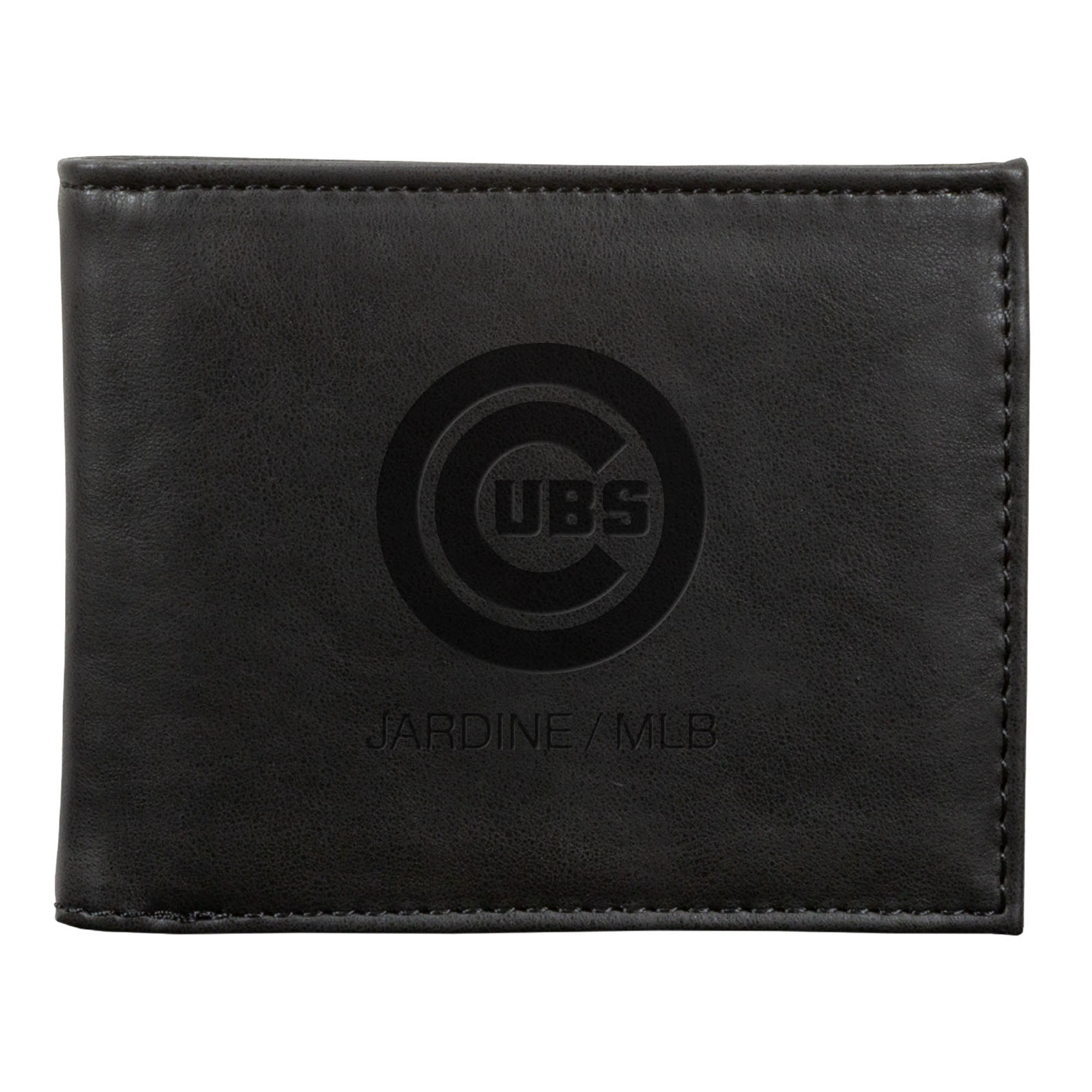 Black Chicago Cubs Laser-Engraved Billfold Wallet
