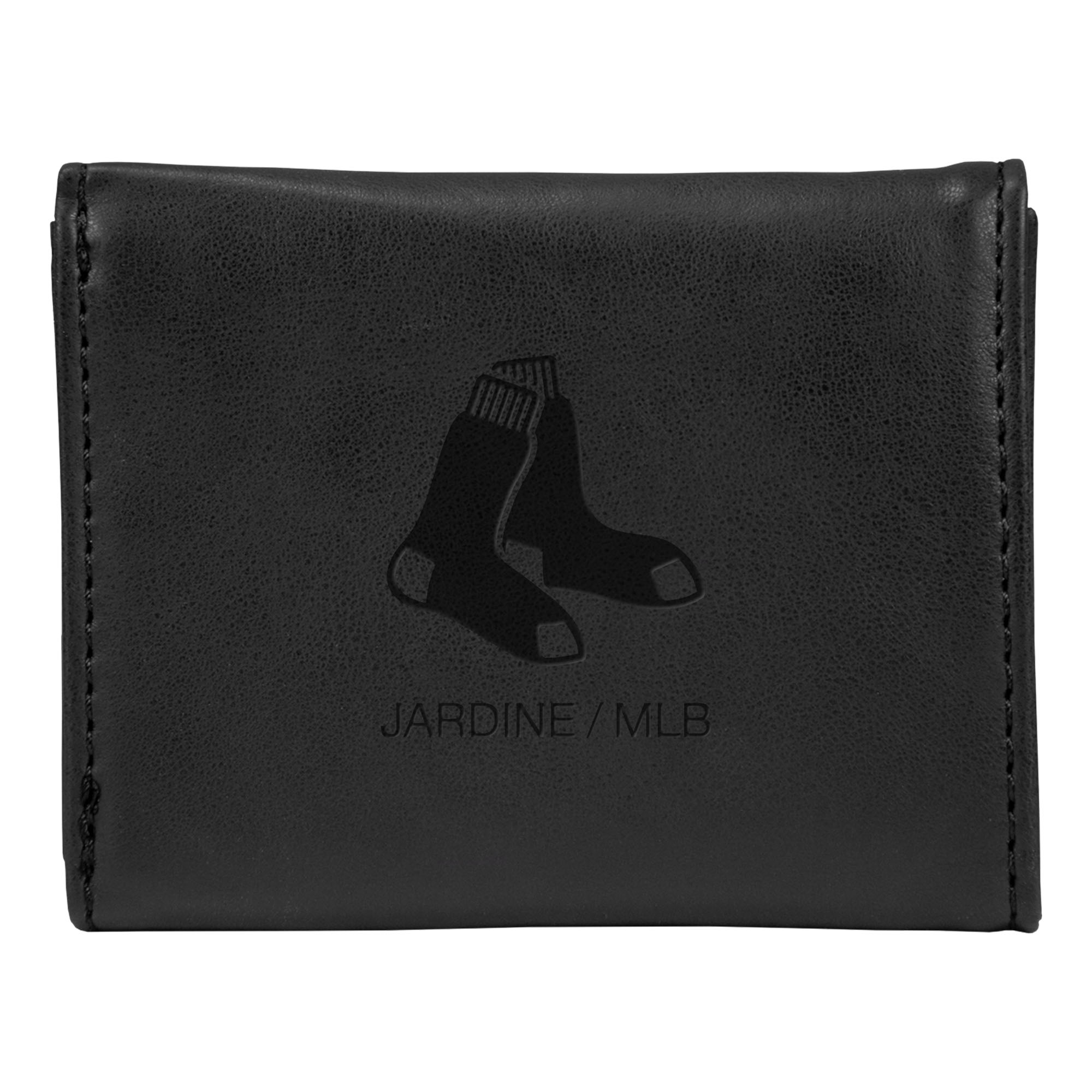 Black Boston Red Sox Laser-Engraved Trifold Wallet