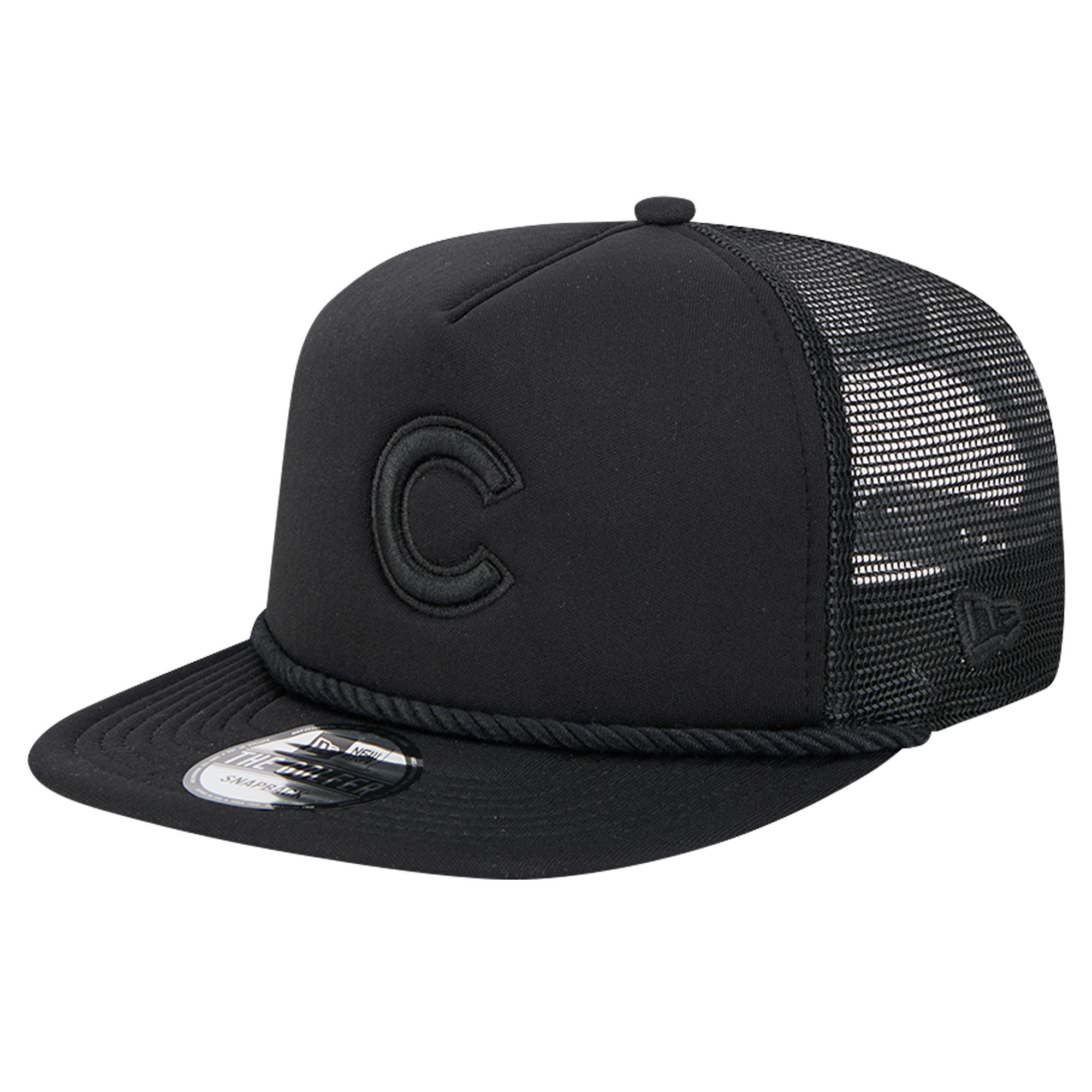 Men’s New Era Black Chicago Cubs Tone Foam Meshback Golfer Snapback Hat