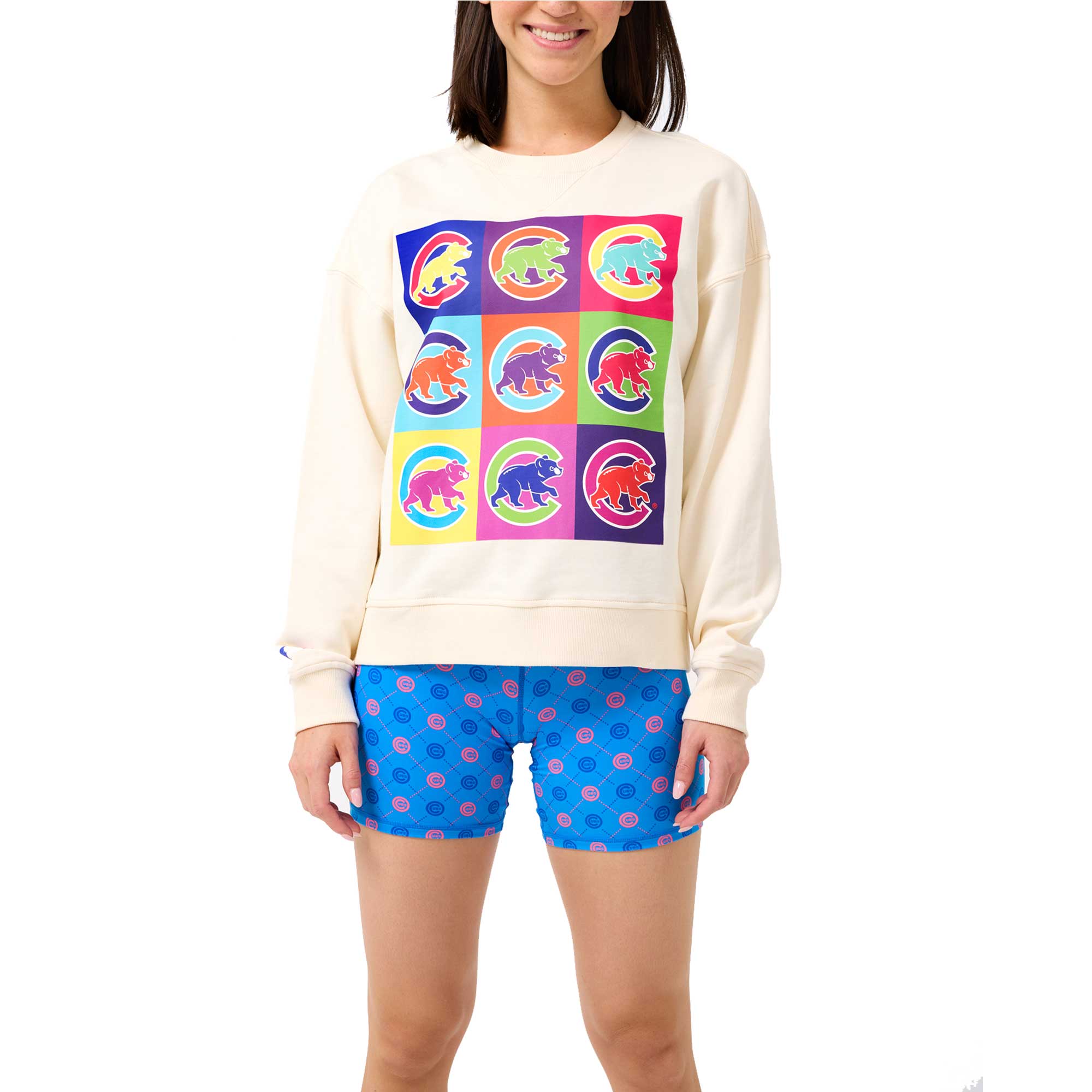 Women’s Terez Cream Chicago Cubs Classic Oversized Pullover Sweatshirt