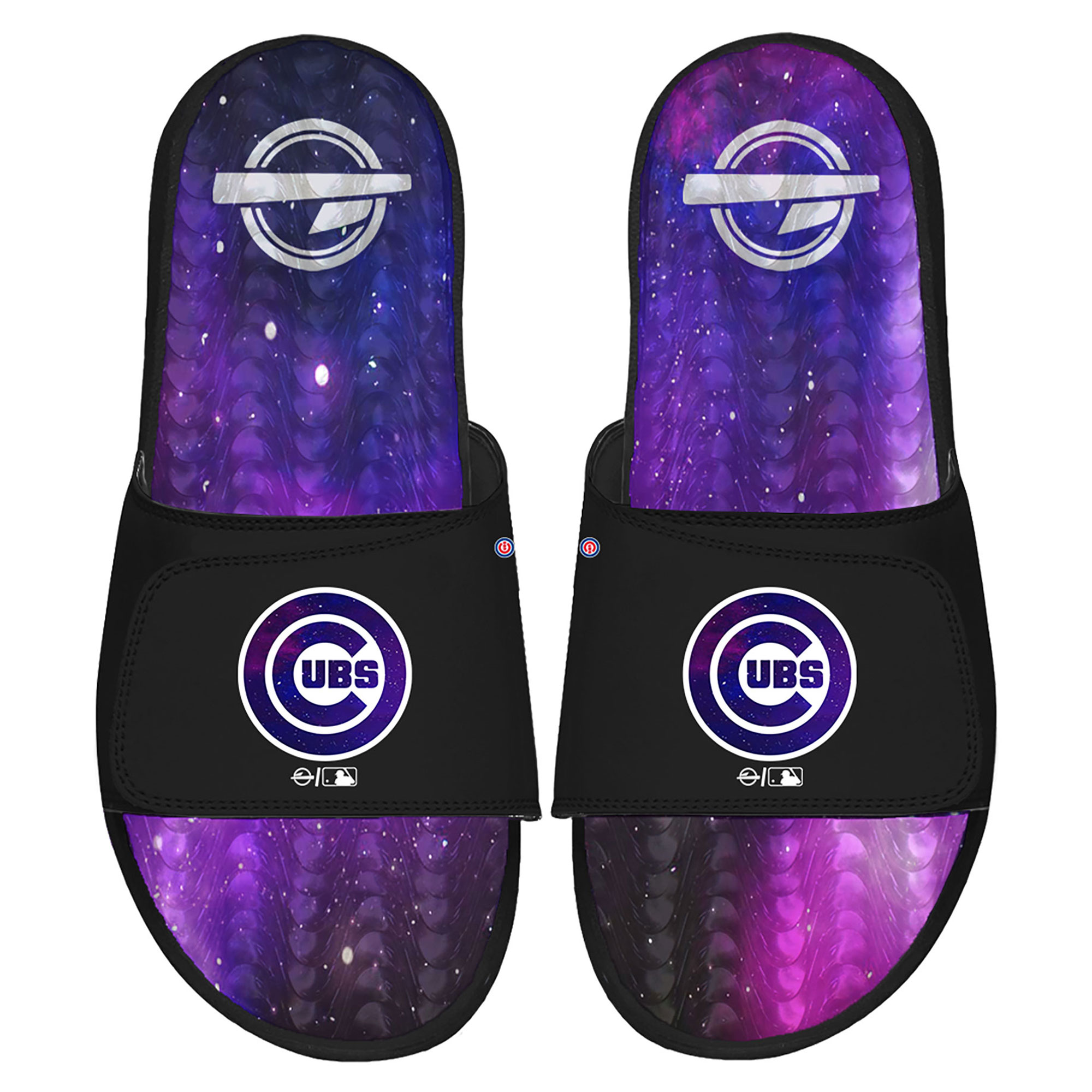 Men’s ISlide Black Chicago Cubs Galaxy Gel Slide Sandals