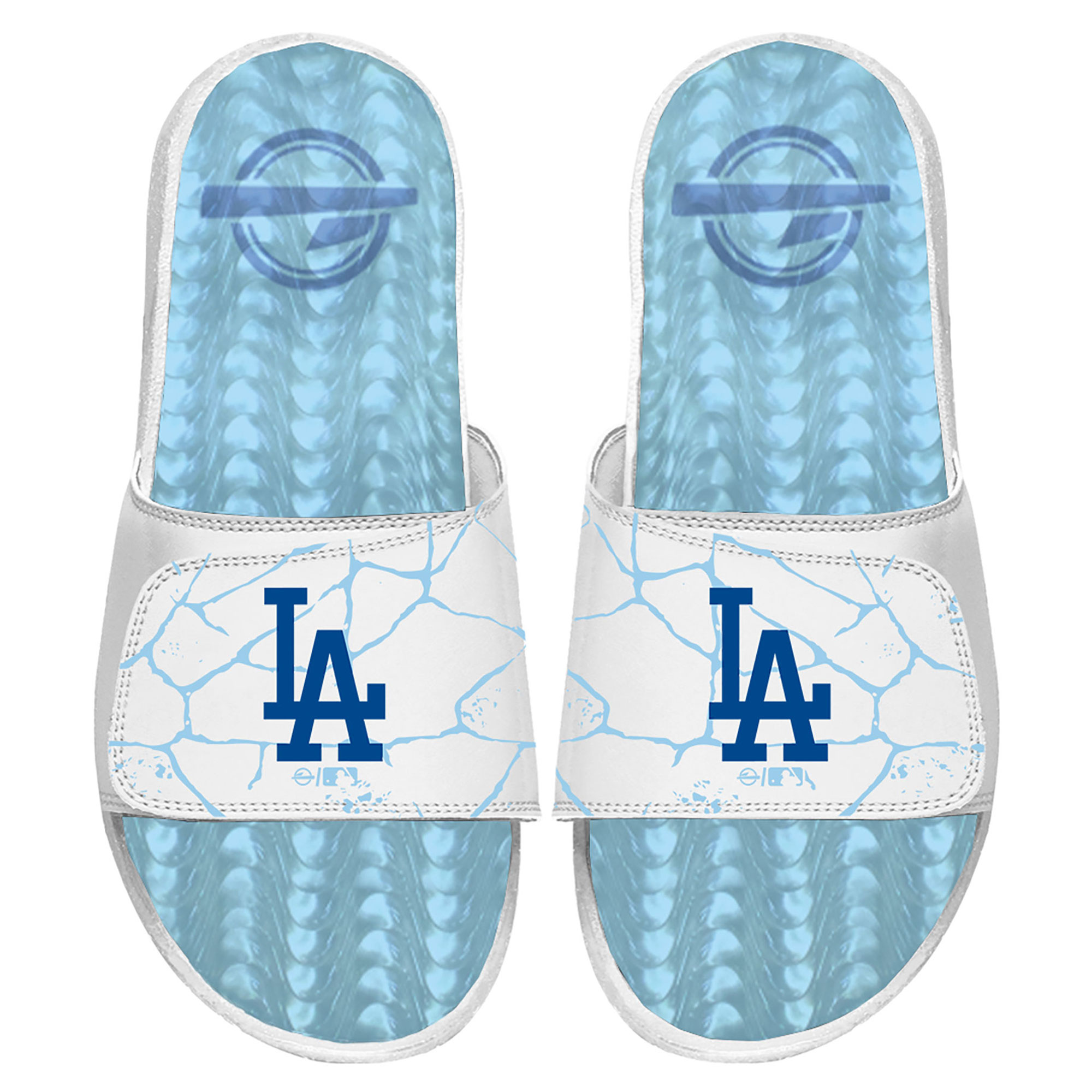 Men’s ISlide White Los Angeles Dodgers Ice Gel Slide Sandals
