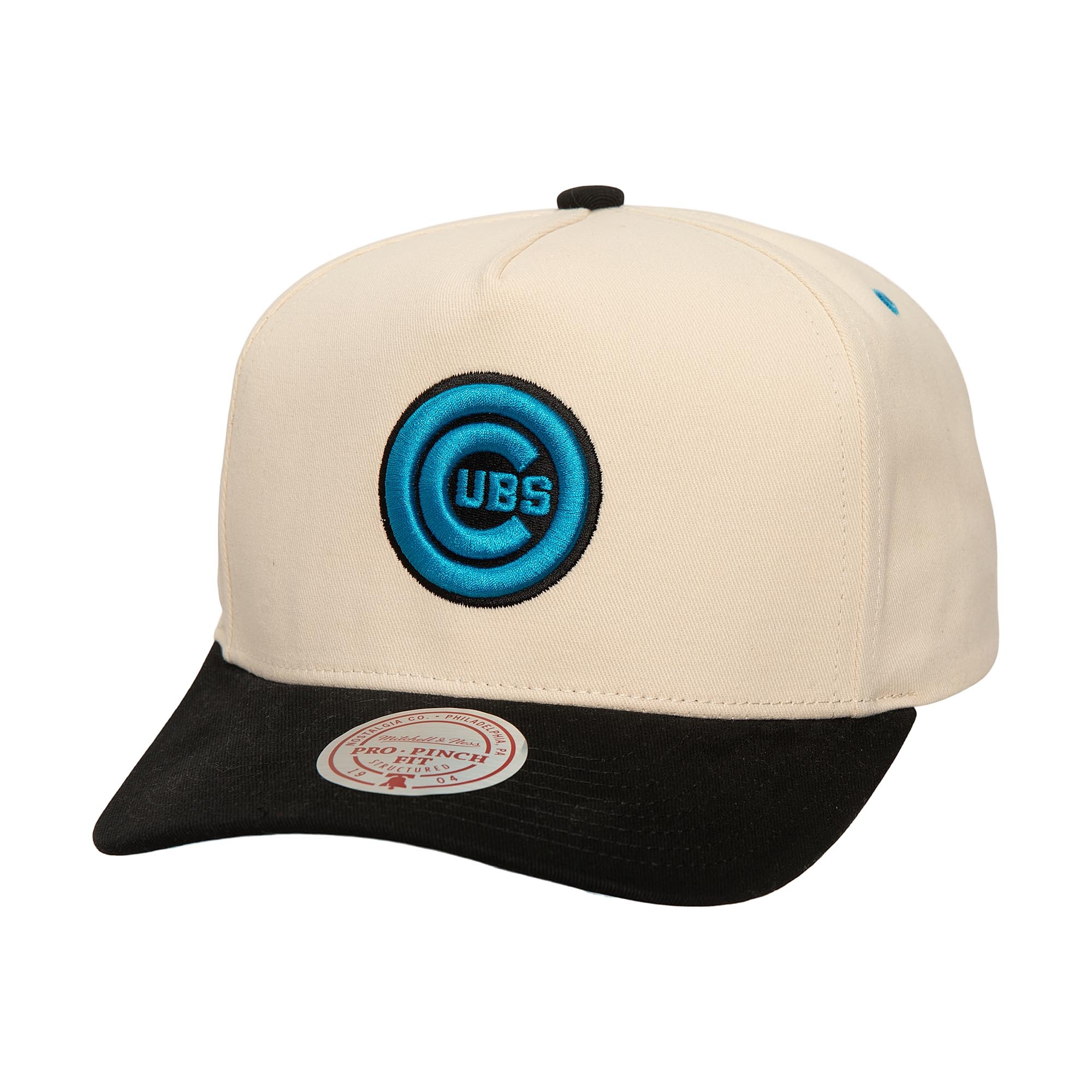 Men’s Mitchell & Ness Cream Chicago Cubs Overspray Pro Pinch Snapback Hat