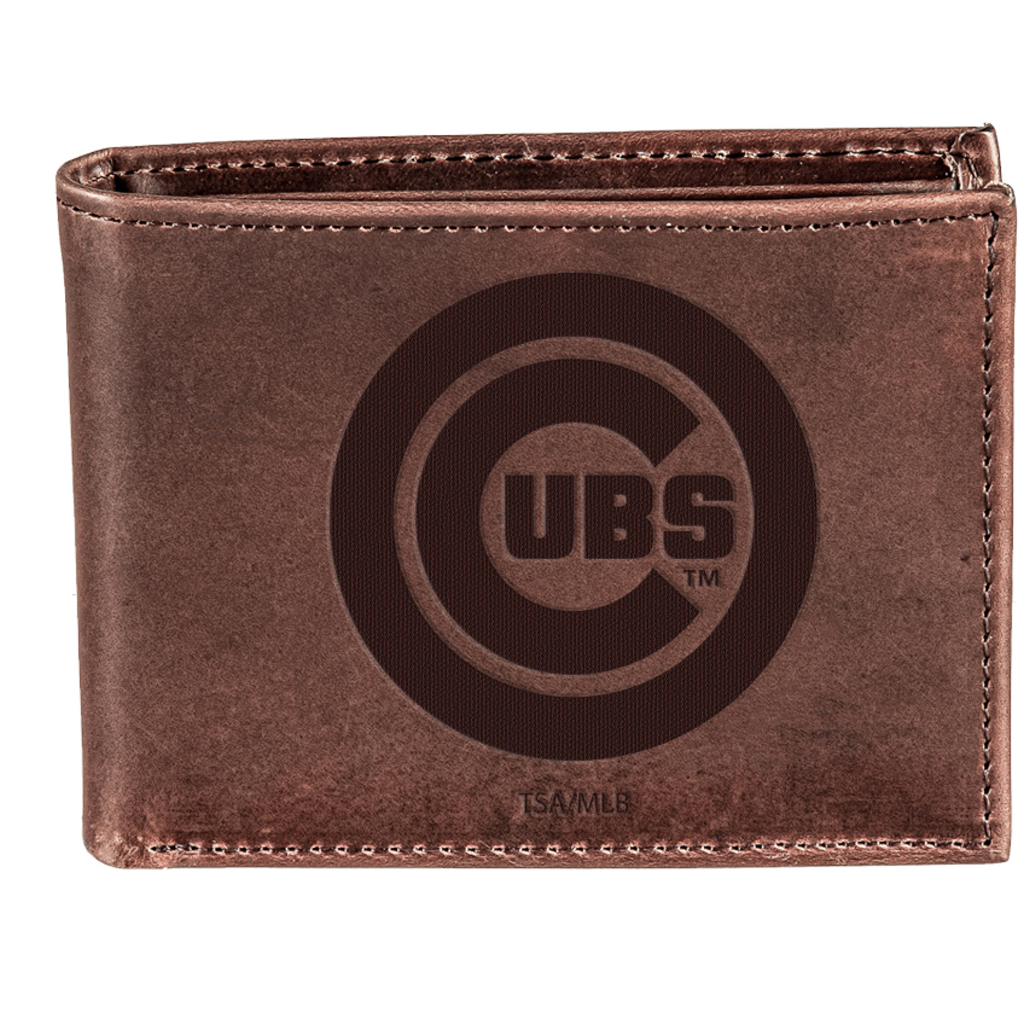 Brown Chicago Cubs Bi-Fold Leather Wallet