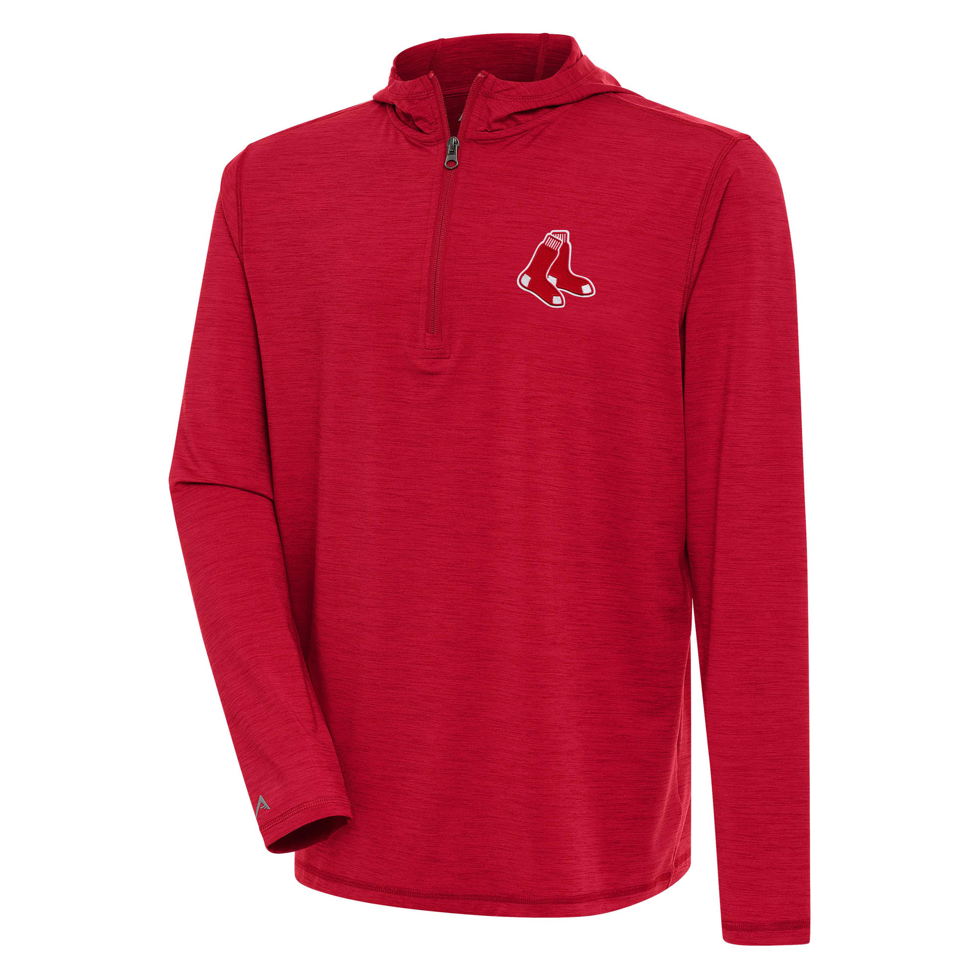 Men’s Antigua  Heather Red Boston Red Sox Tidy Quarter-Zip Hoodie