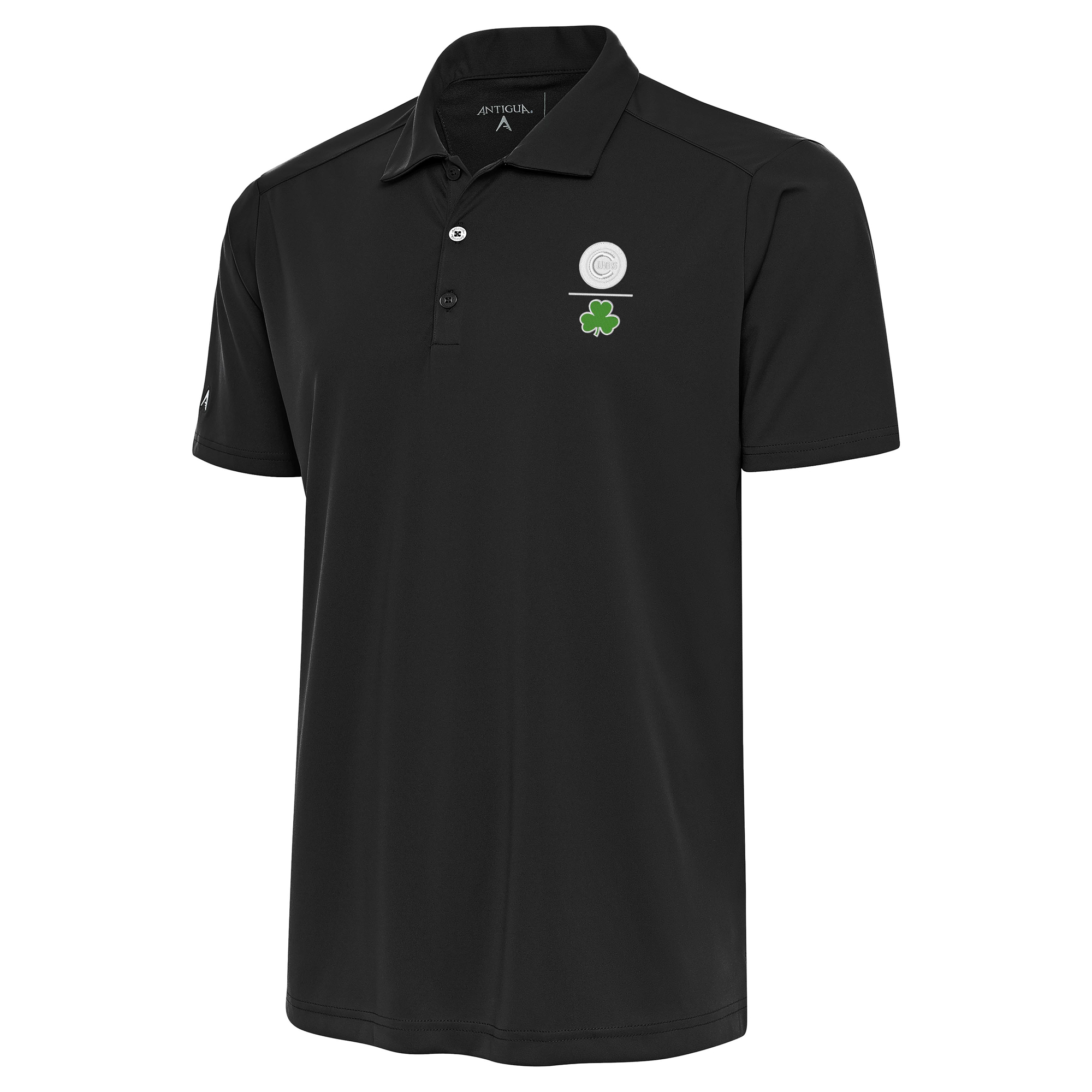 Men’s Antigua Charcoal Chicago Cubs Shamrock Tribute Polo