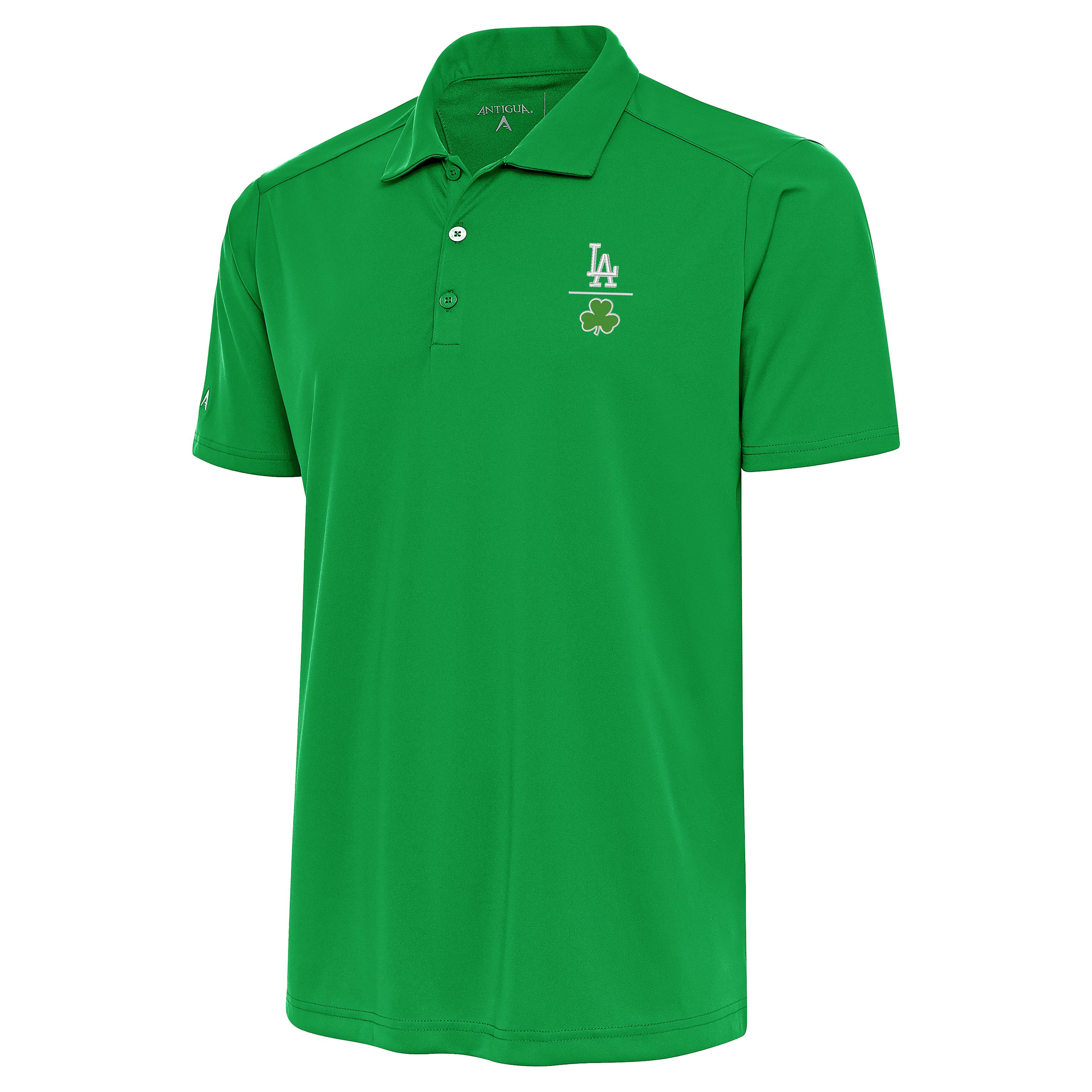 Men’s Antigua  Kelly Green Los Angeles Dodgers Shamrock Tribute Polo