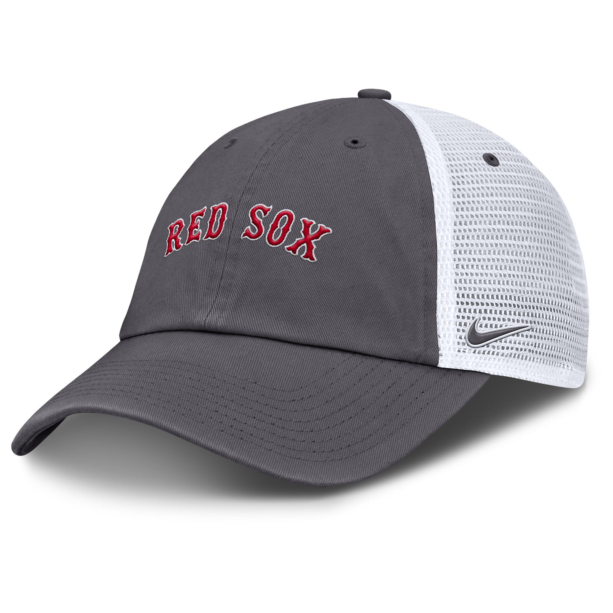 Men’s Nike Gray Boston Red Sox Wordmark Club Adjustable Trucker Hat