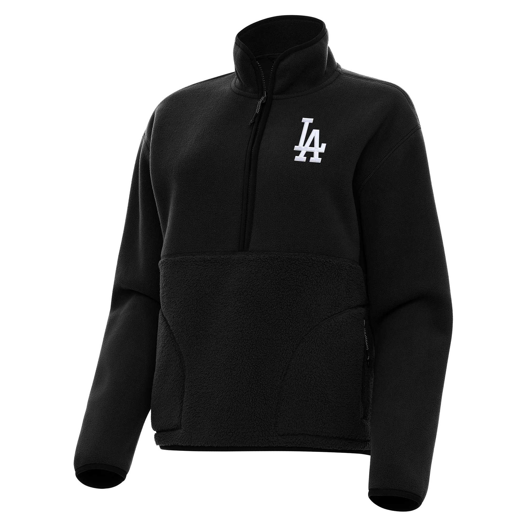 Women’s Antigua Black Los Angeles Dodgers Figure Half-Zip Sweatshirt