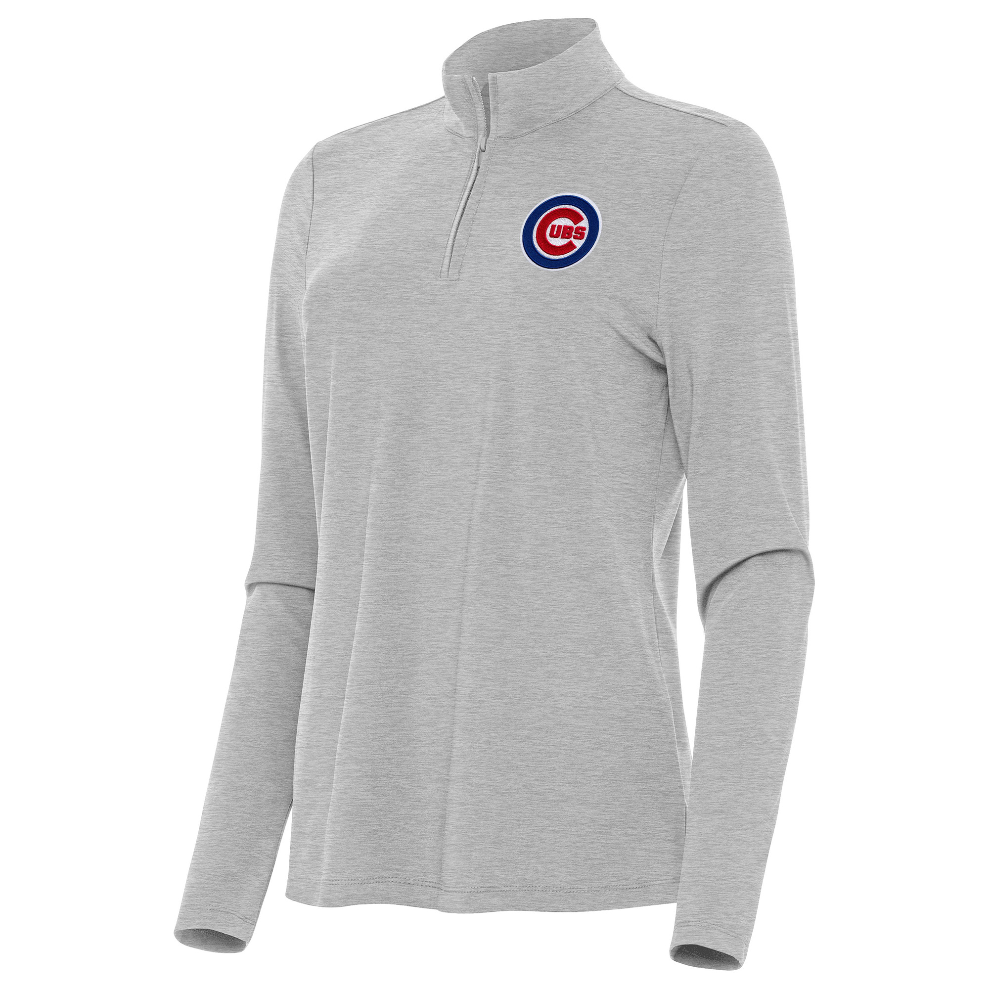 Women’s Antigua Heather Gray Chicago Cubs Bright Quarter-Zip Top