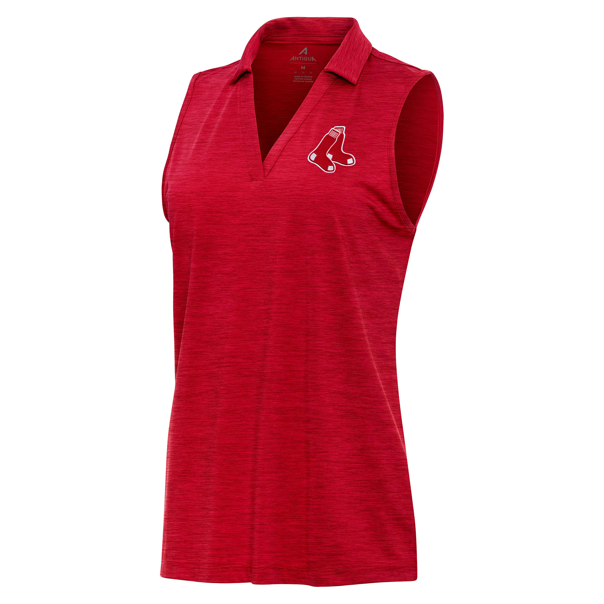 Women’s Antigua Heather Red Boston Red Sox Layout Sleeveless Polo