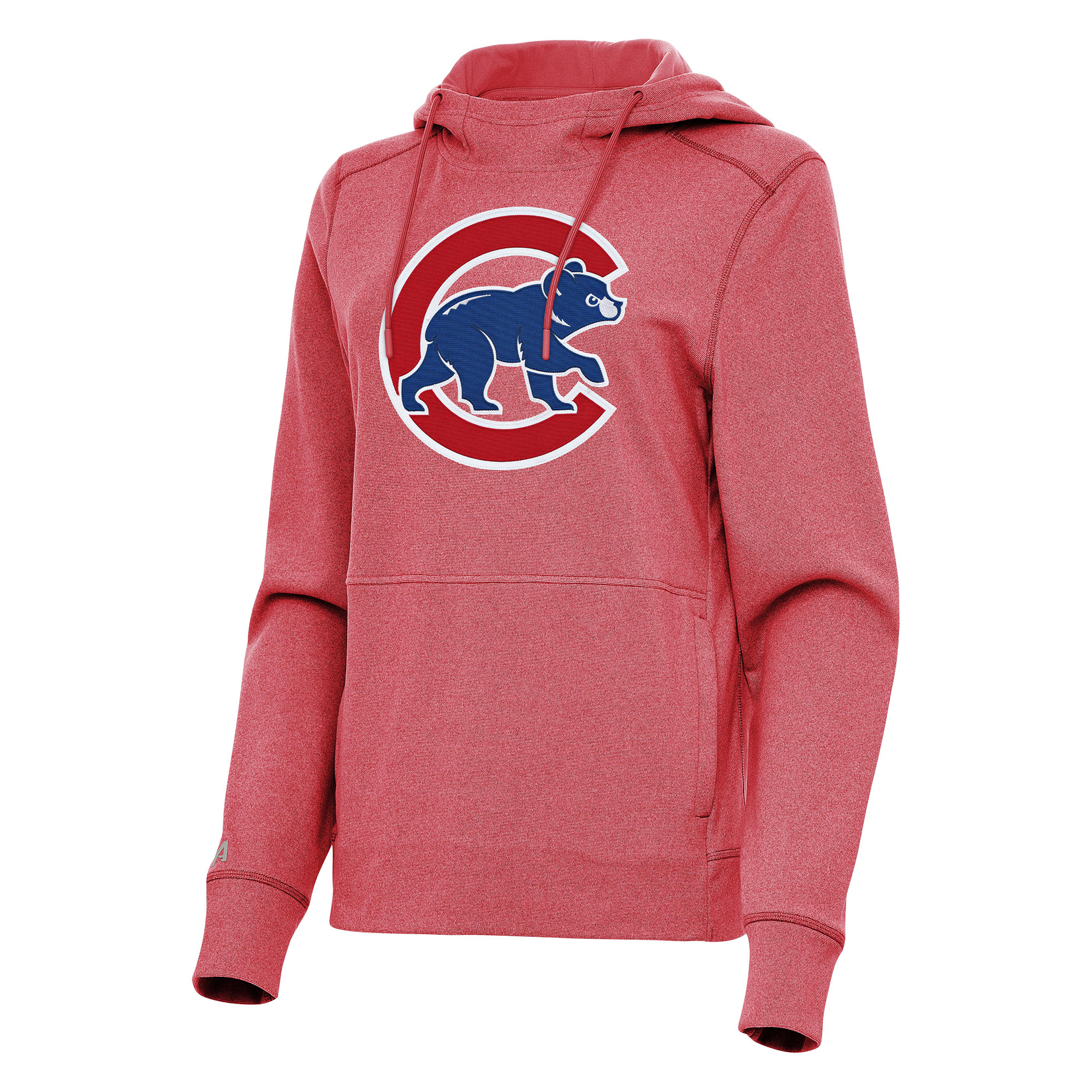 Women’s Antigua Heather Red Chicago Cubs Justice Pullover Hoodie