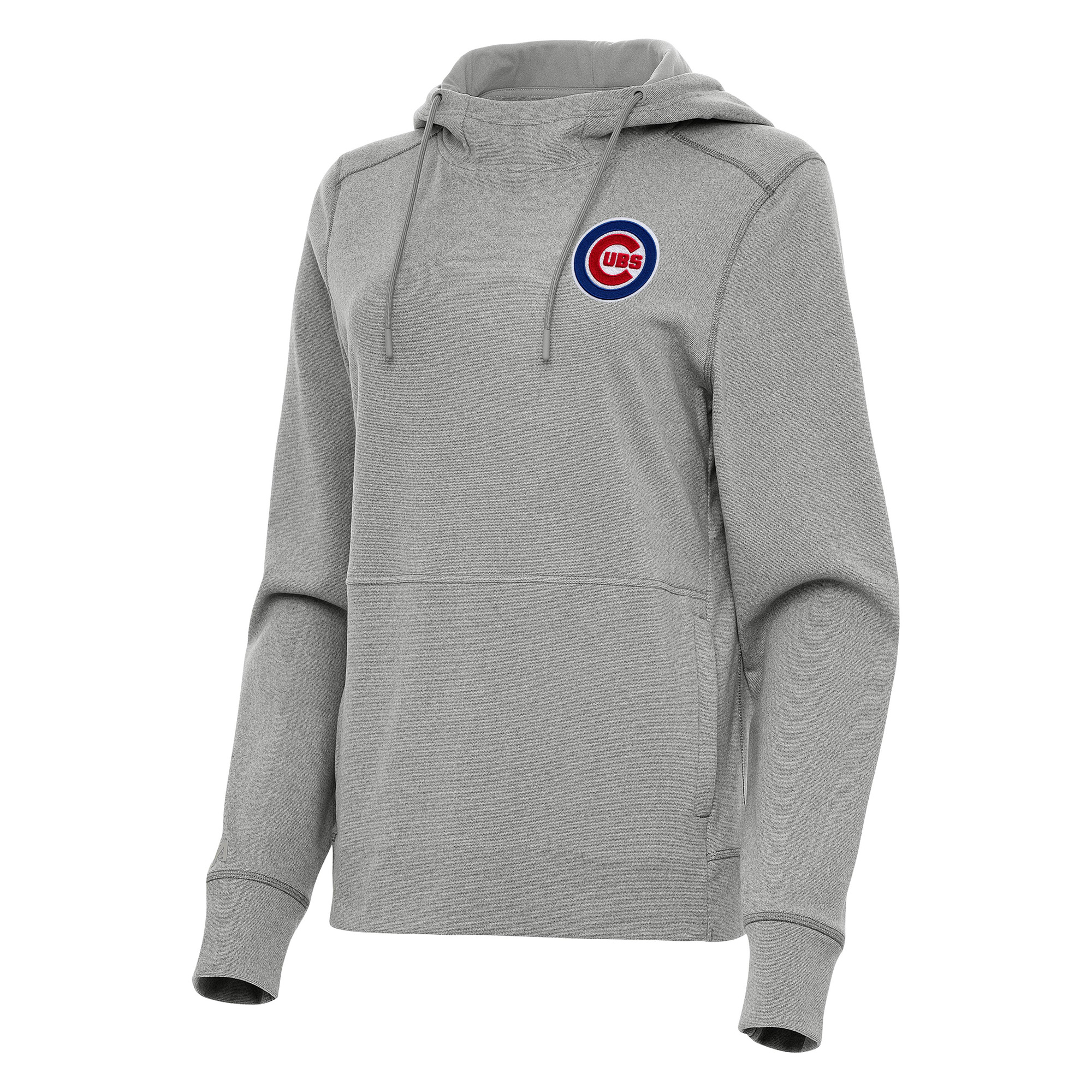 Women’s Antigua Heather Gray Chicago Cubs Justice Pullover Hoodie