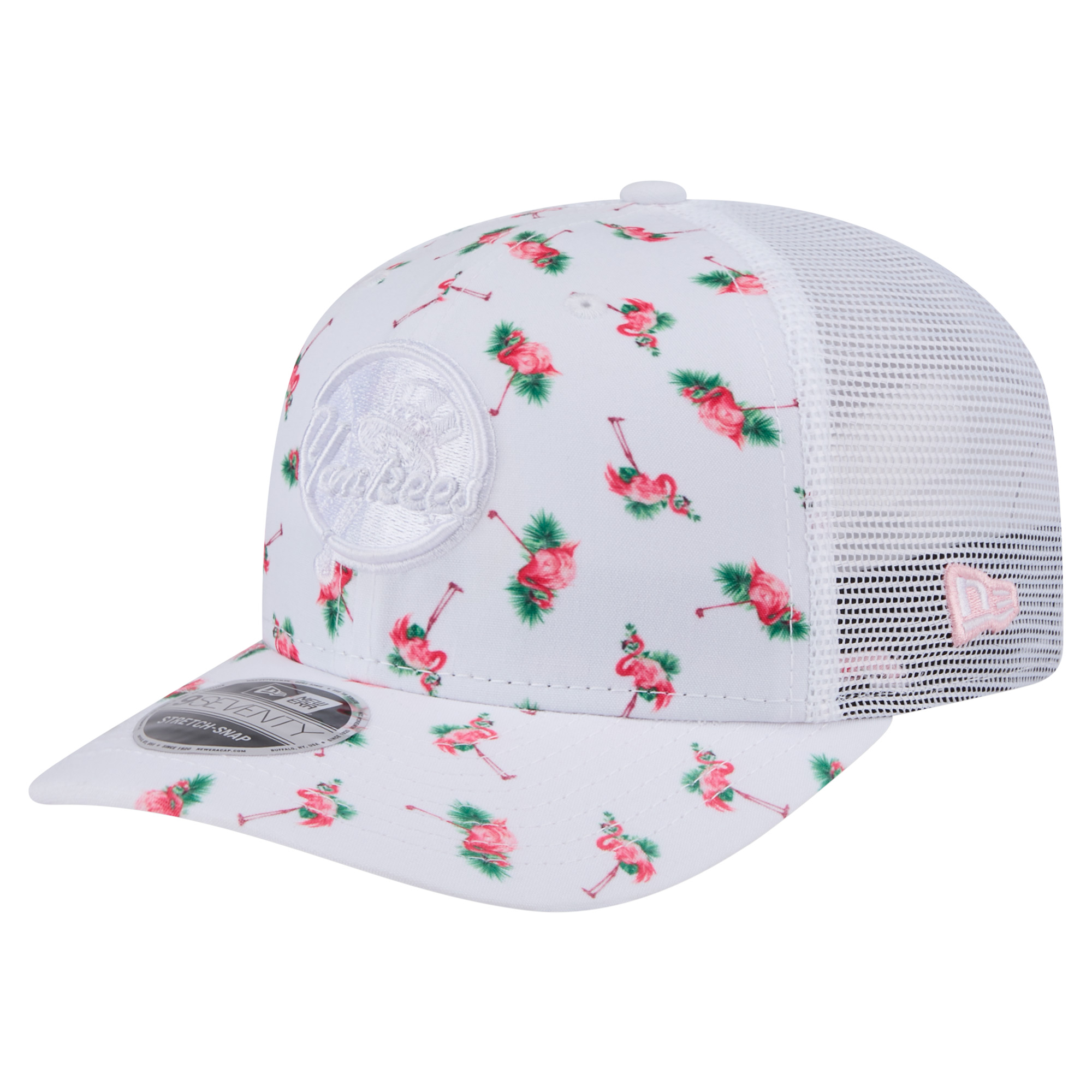Men’s New Era White New York Yankees Flamingo Mesh Back 9SEVENTY Stretch-Snap Hat