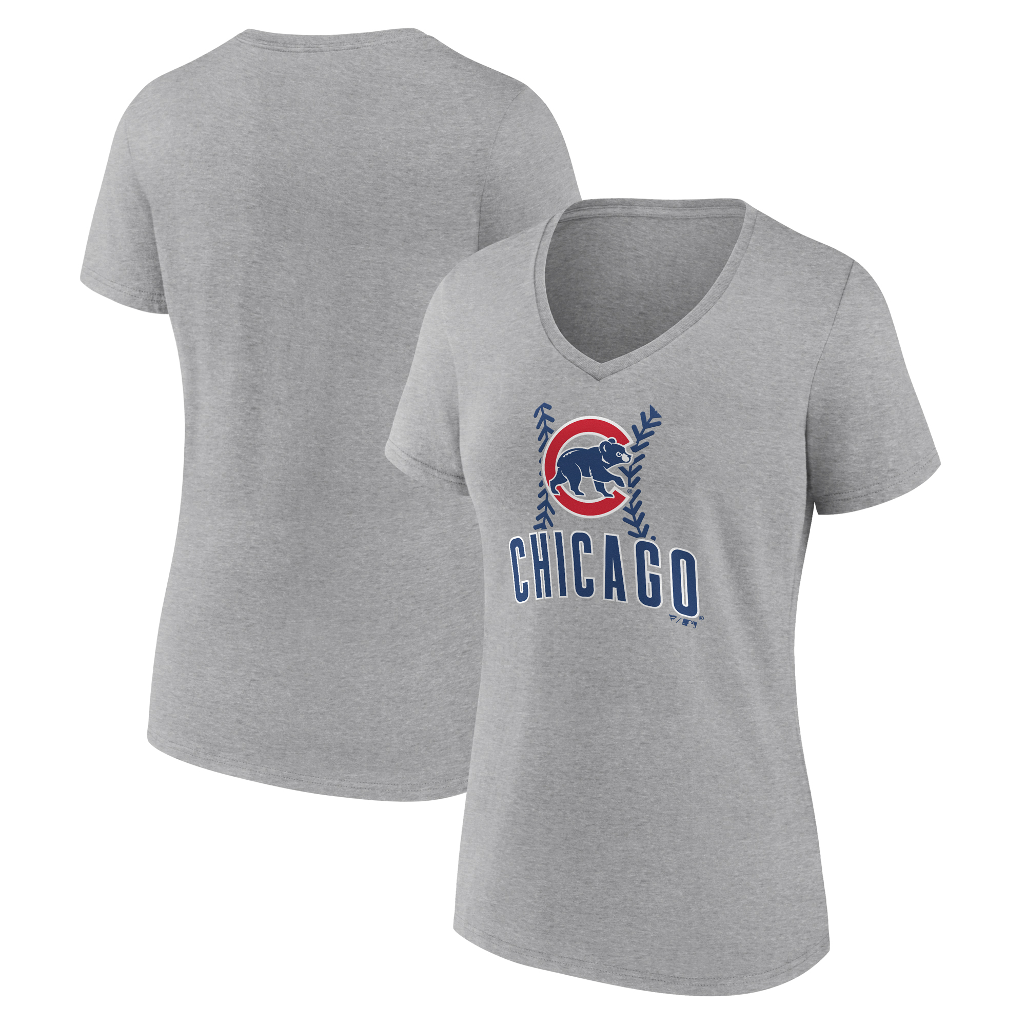 Women’s Gray Chicago Cubs Fastball V-Neck T-Shirt