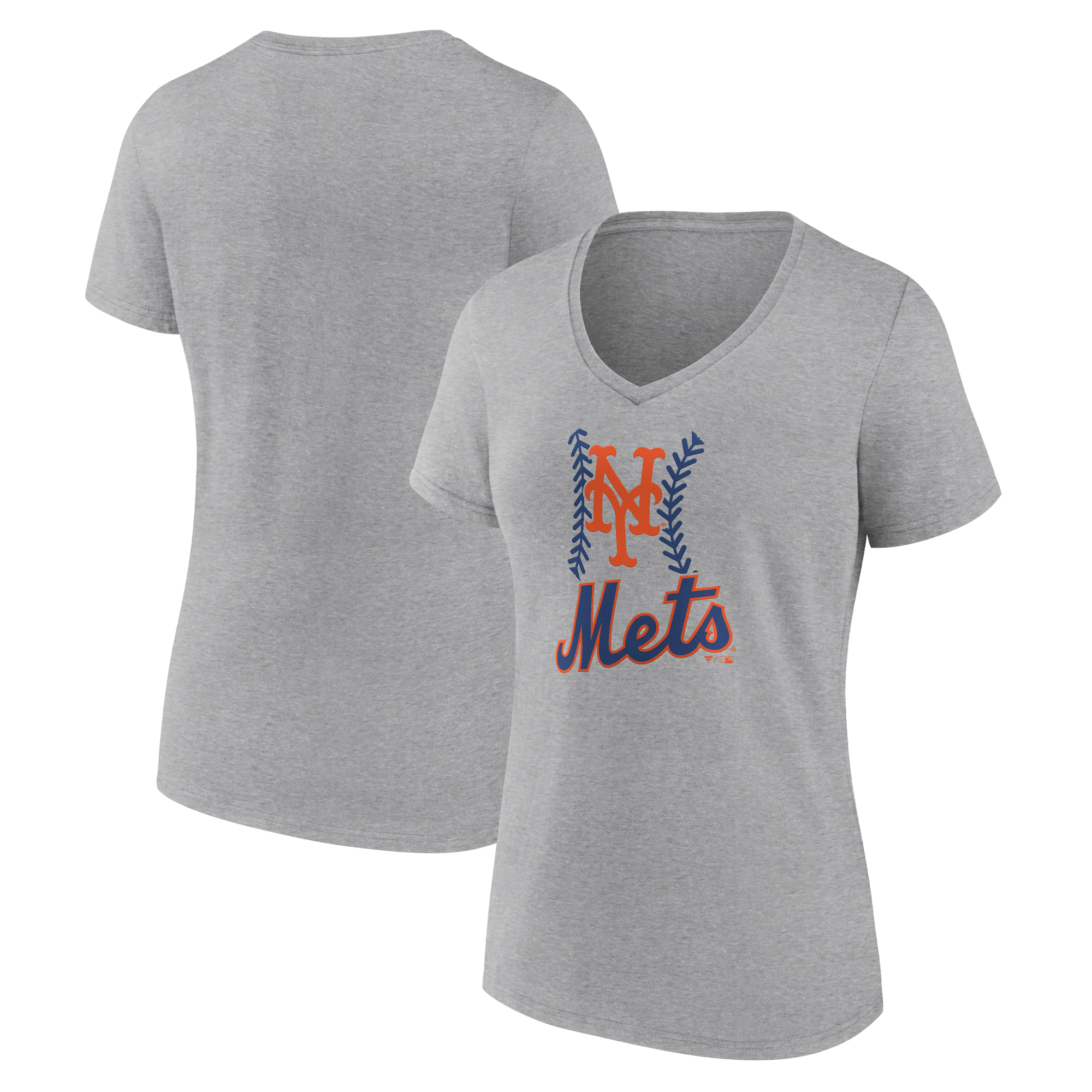 Women’s Gray New York Mets Fastball V-Neck T-Shirt